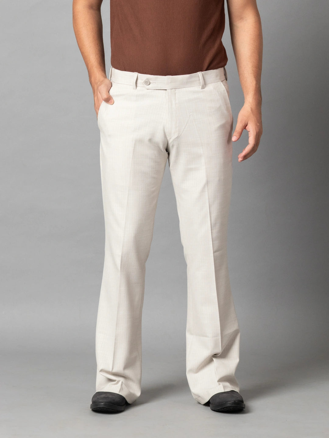 Irish Cream Fine Lining Bootcut Pant For Men