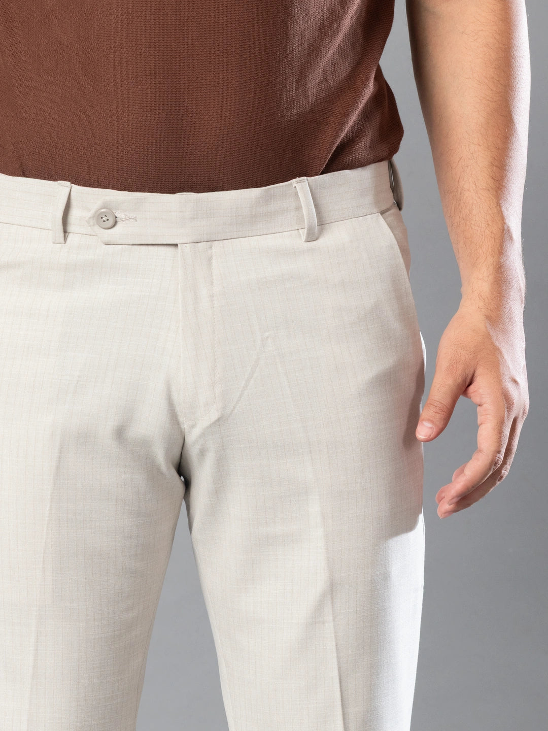 Irish Cream Fine Lining Bootcut Pant For Men