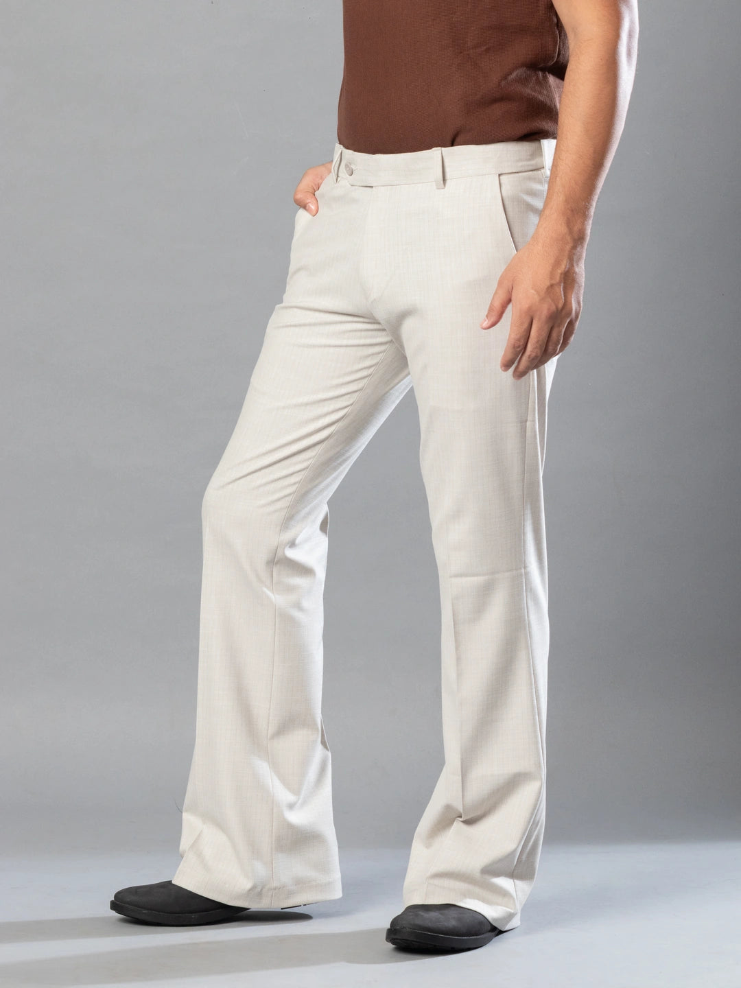 Irish Cream Fine Lining Bootcut Pant For Men