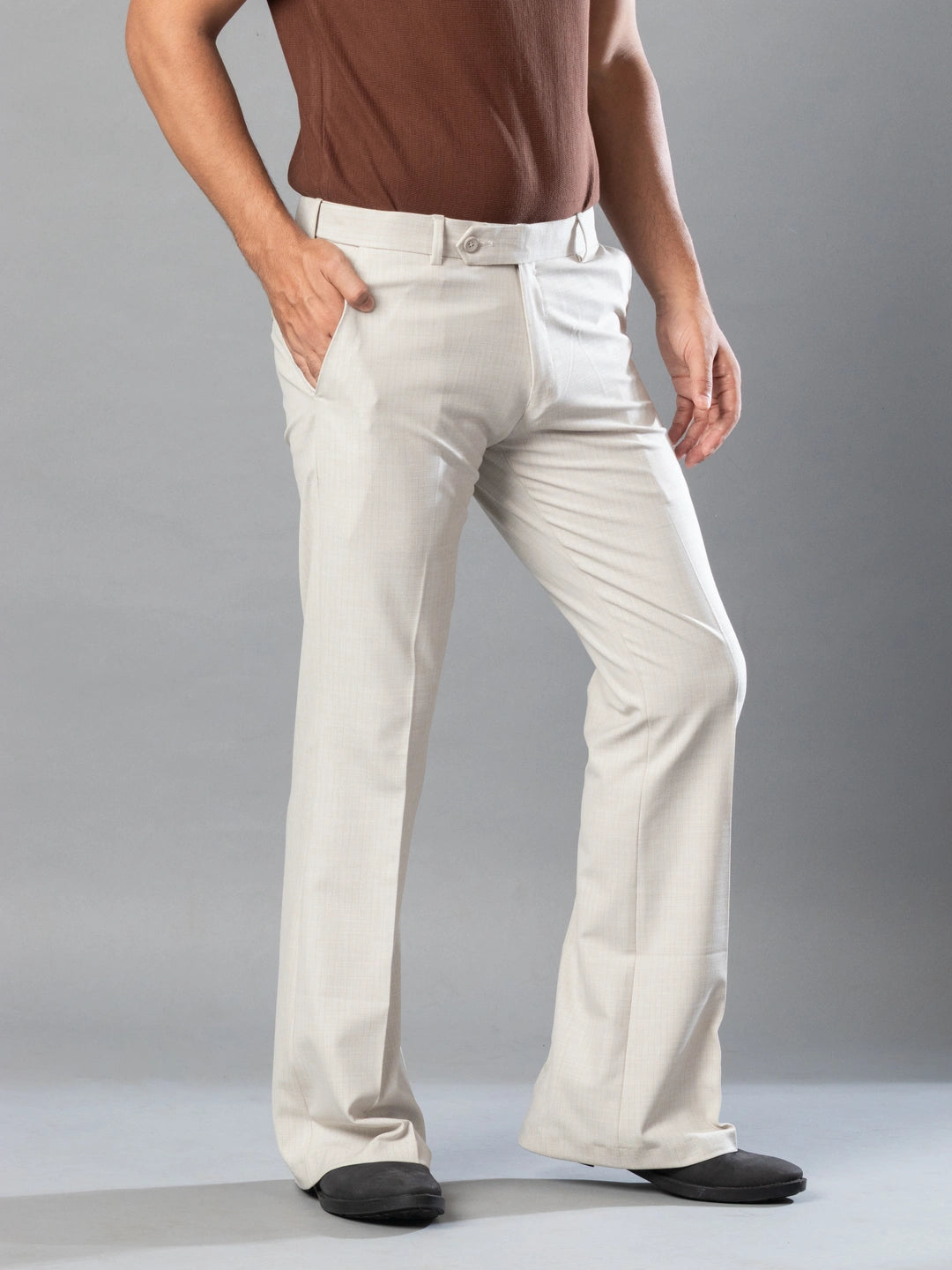 Irish Cream Fine Lining Bootcut Pant For Men