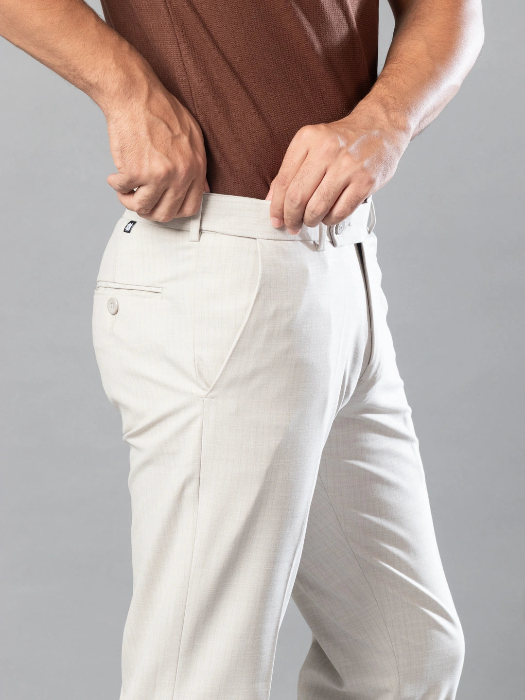 Irish Cream Fine Lining Bootcut Pant For Men