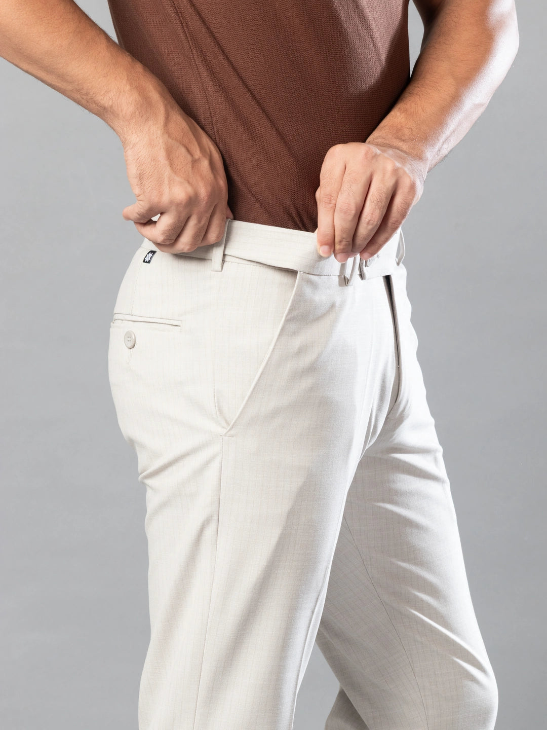 Irish Cream Fine Lining Bootcut Pant For Men