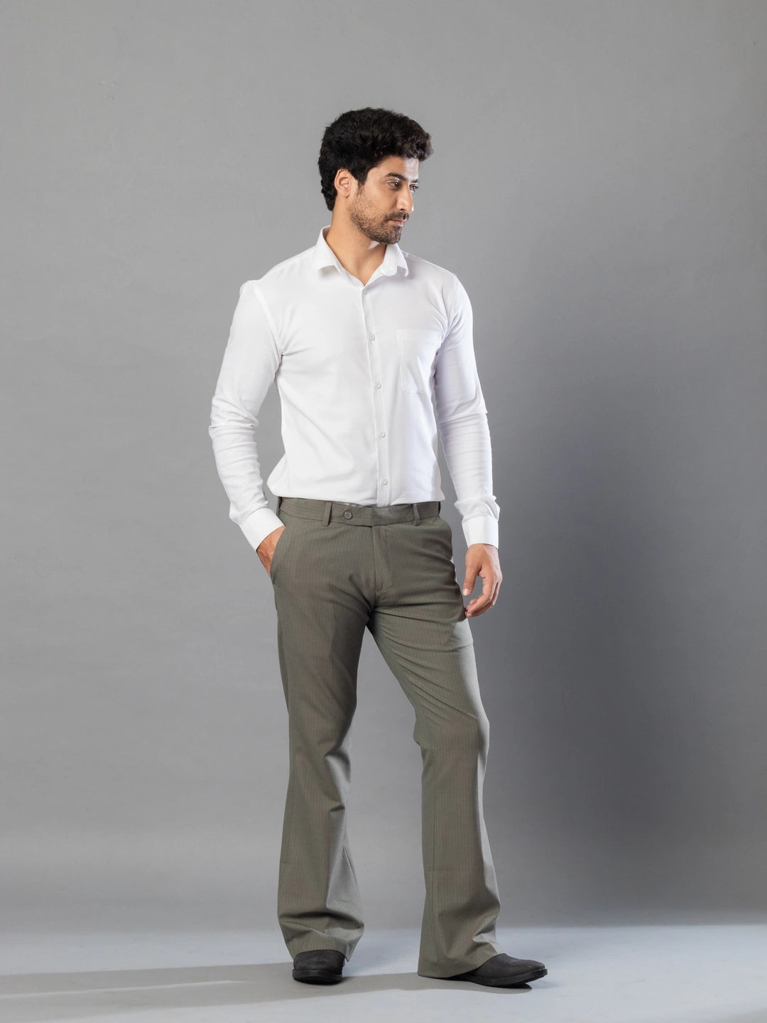 Ripe Olive Fine Lining Bootcut Pant For Men