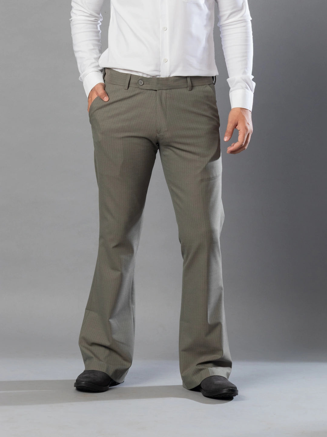 Ripe Olive Fine Lining Bootcut Pant For Men