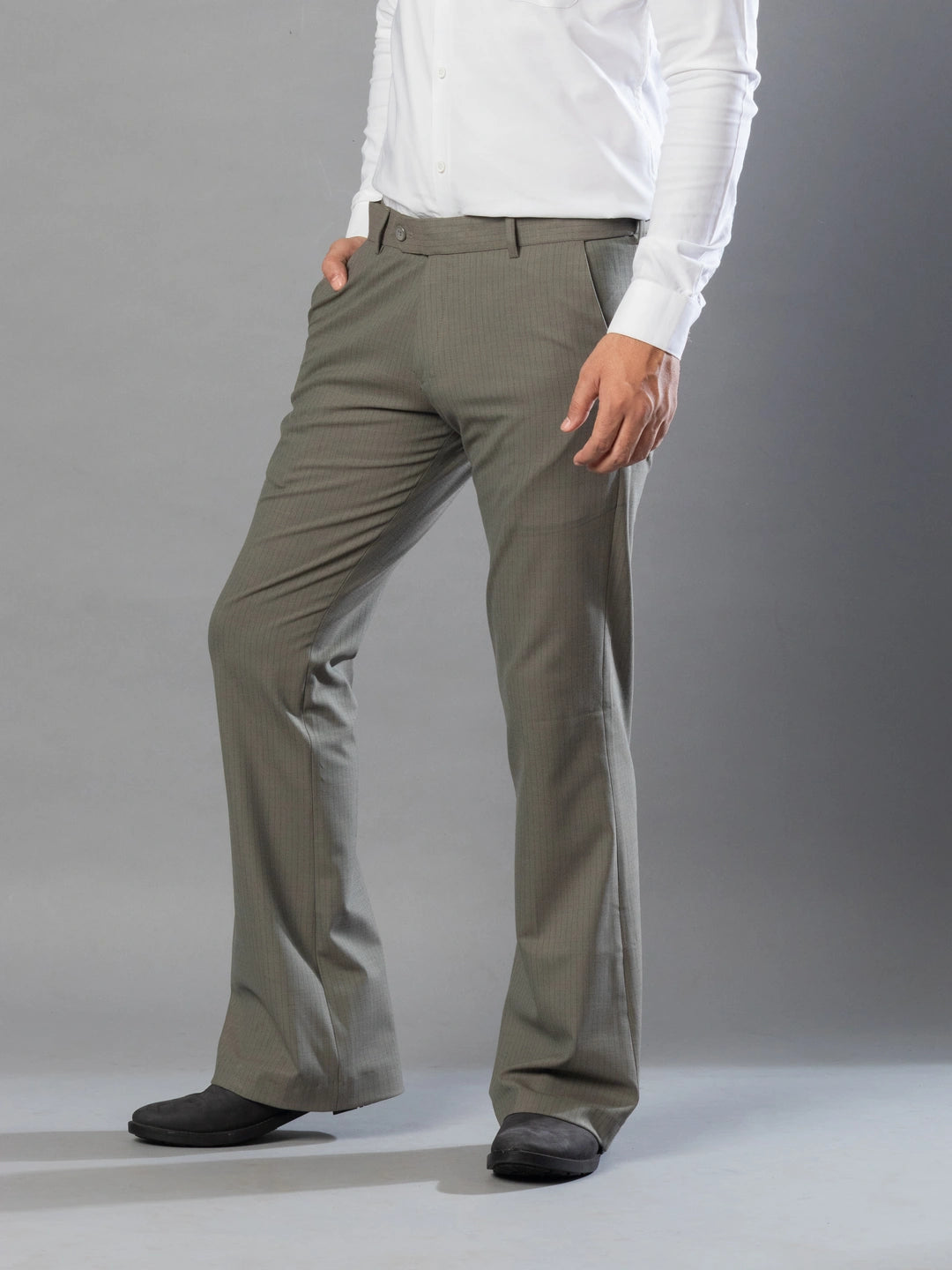 Ripe Olive Fine Lining Bootcut Pant For Men