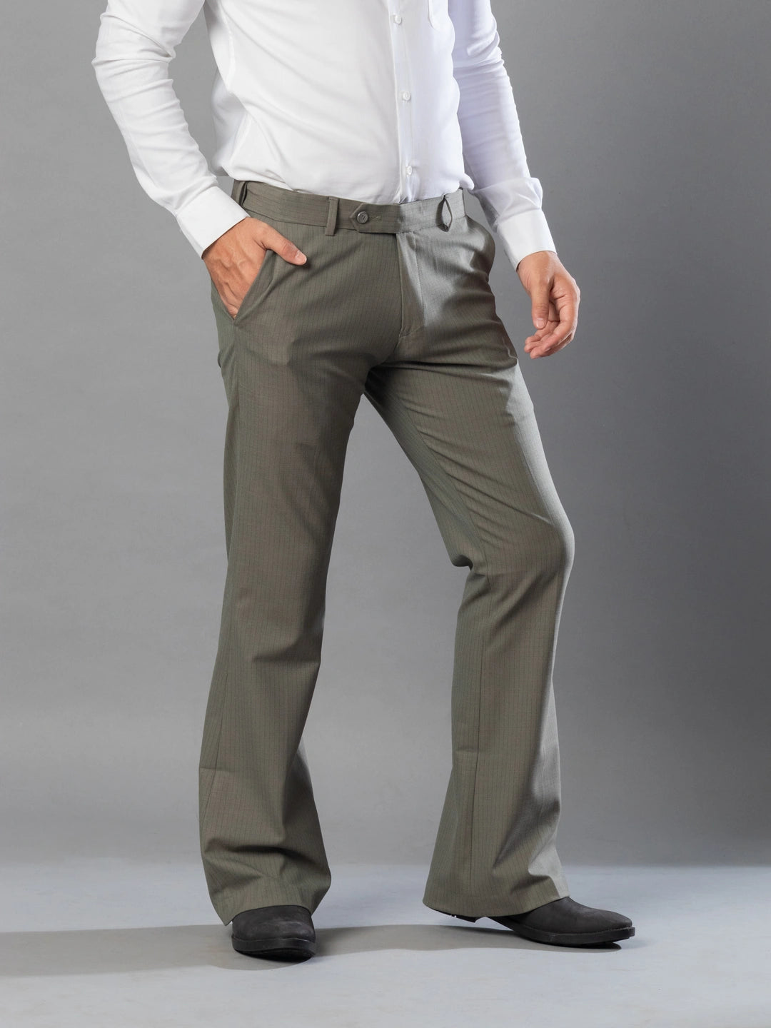 Ripe Olive Fine Lining Bootcut Pant For Men