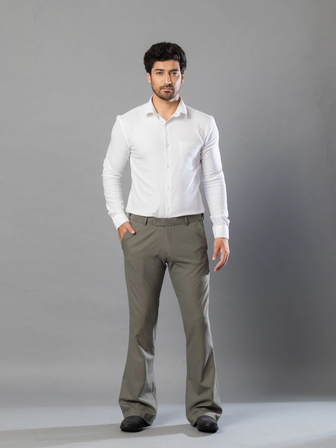 Ripe Olive Fine Lining Bootcut Pant For Men