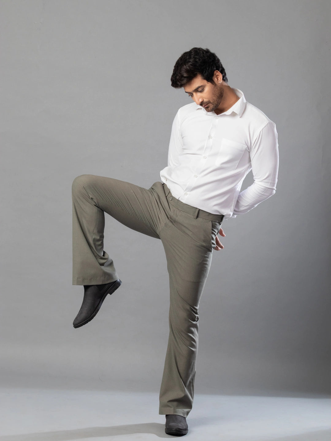 Ripe Olive Fine Lining Bootcut Pant For Men