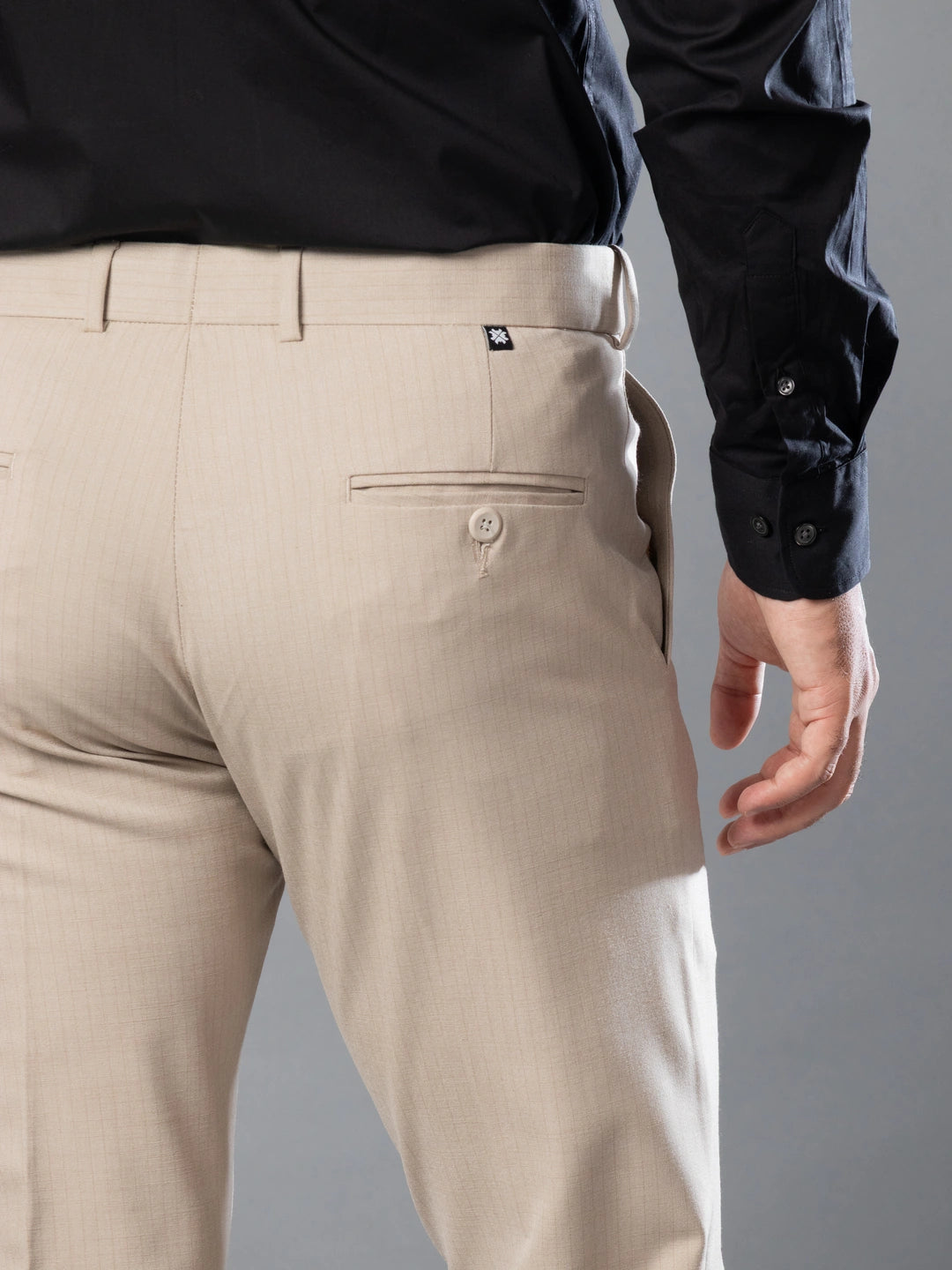 Sand Fine Lining Bootcut Pant For Men
