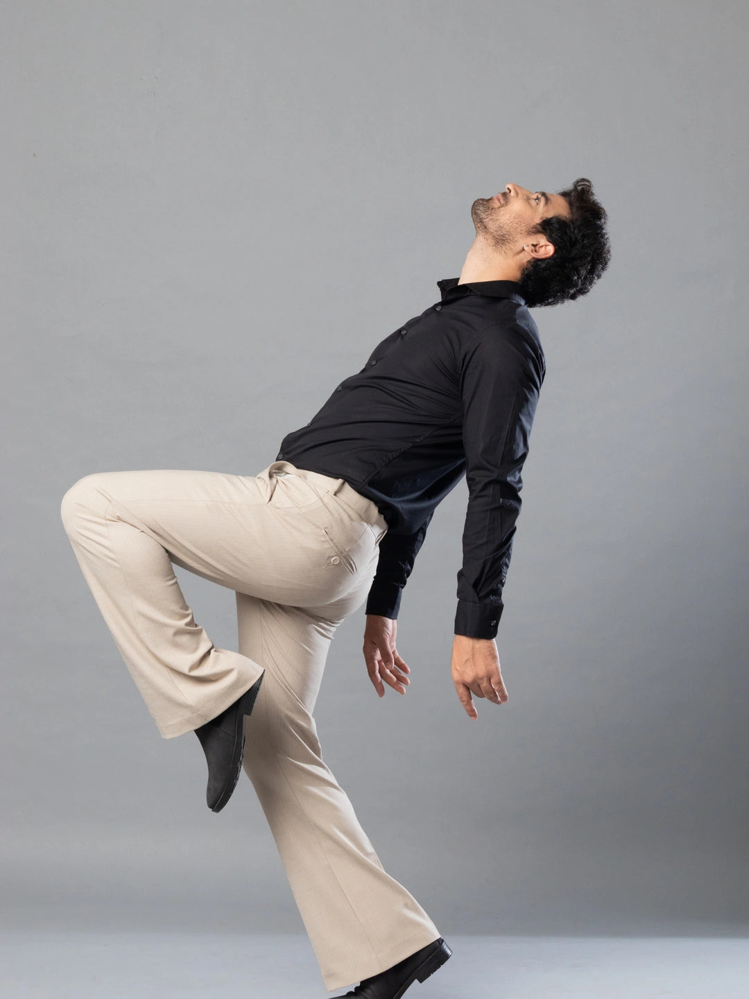 Sand Fine Lining Bootcut Pant For Men