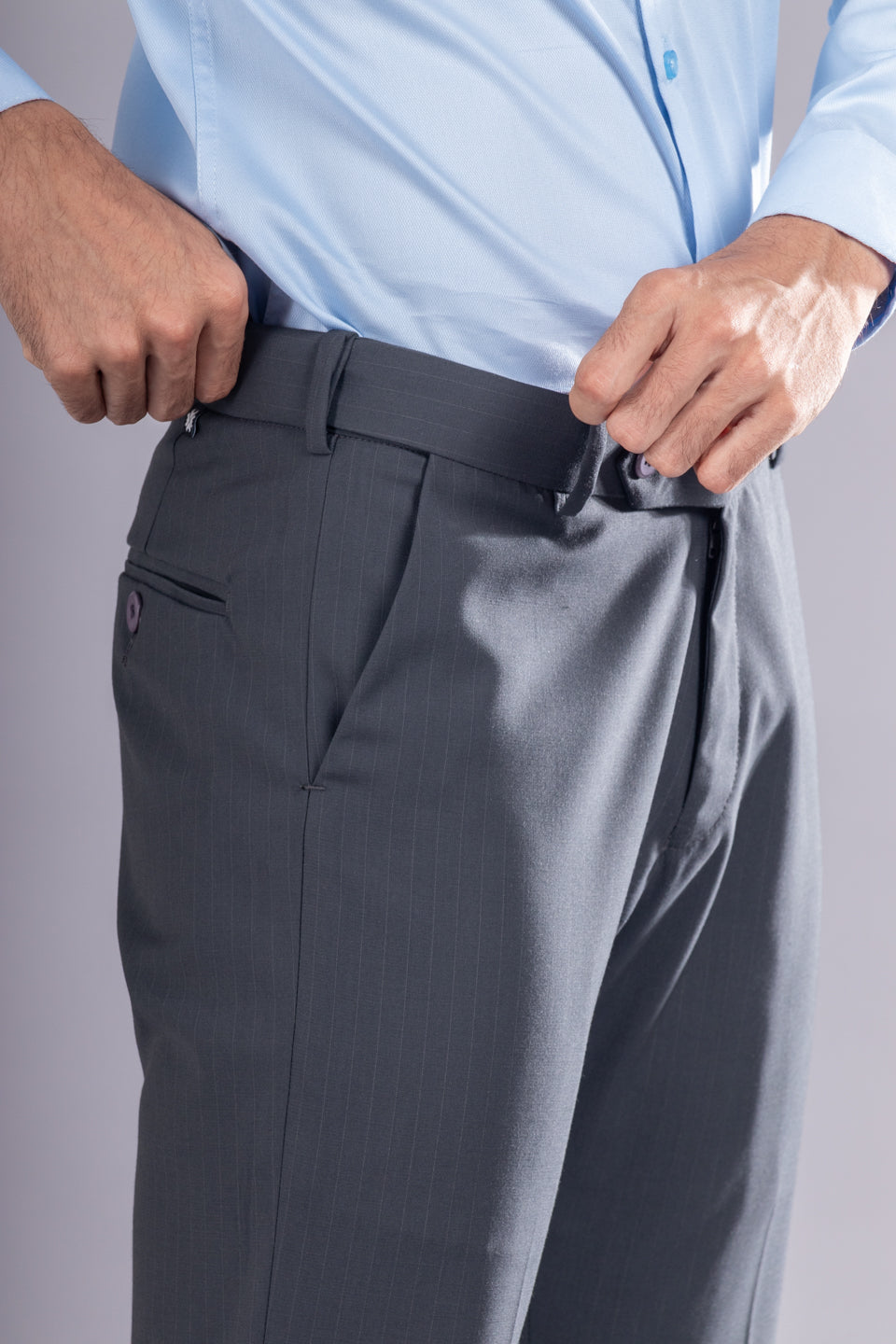 Charcoal Grey Urban Stripe Bootcut Flexiwaist Pant