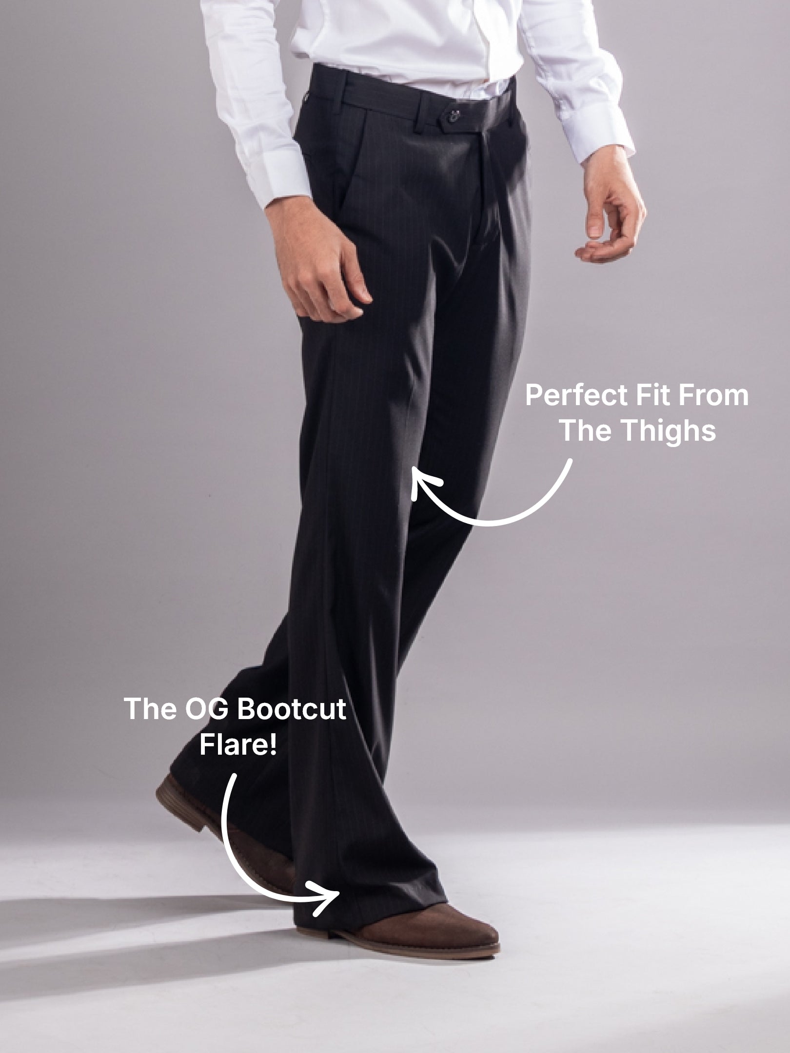 Men’s premium Classic Black Urban Stripe Bootcut Flexiwaist Pant  - Side view