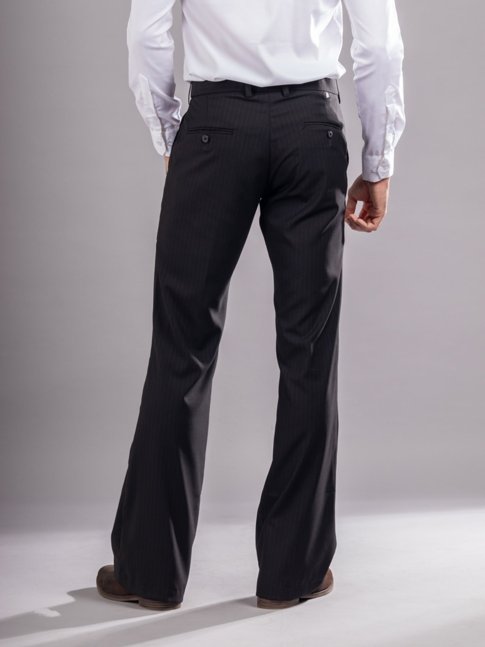 Men’s premium Classic Black Urban Stripe Bootcut Flexiwaist Pant  - Back view