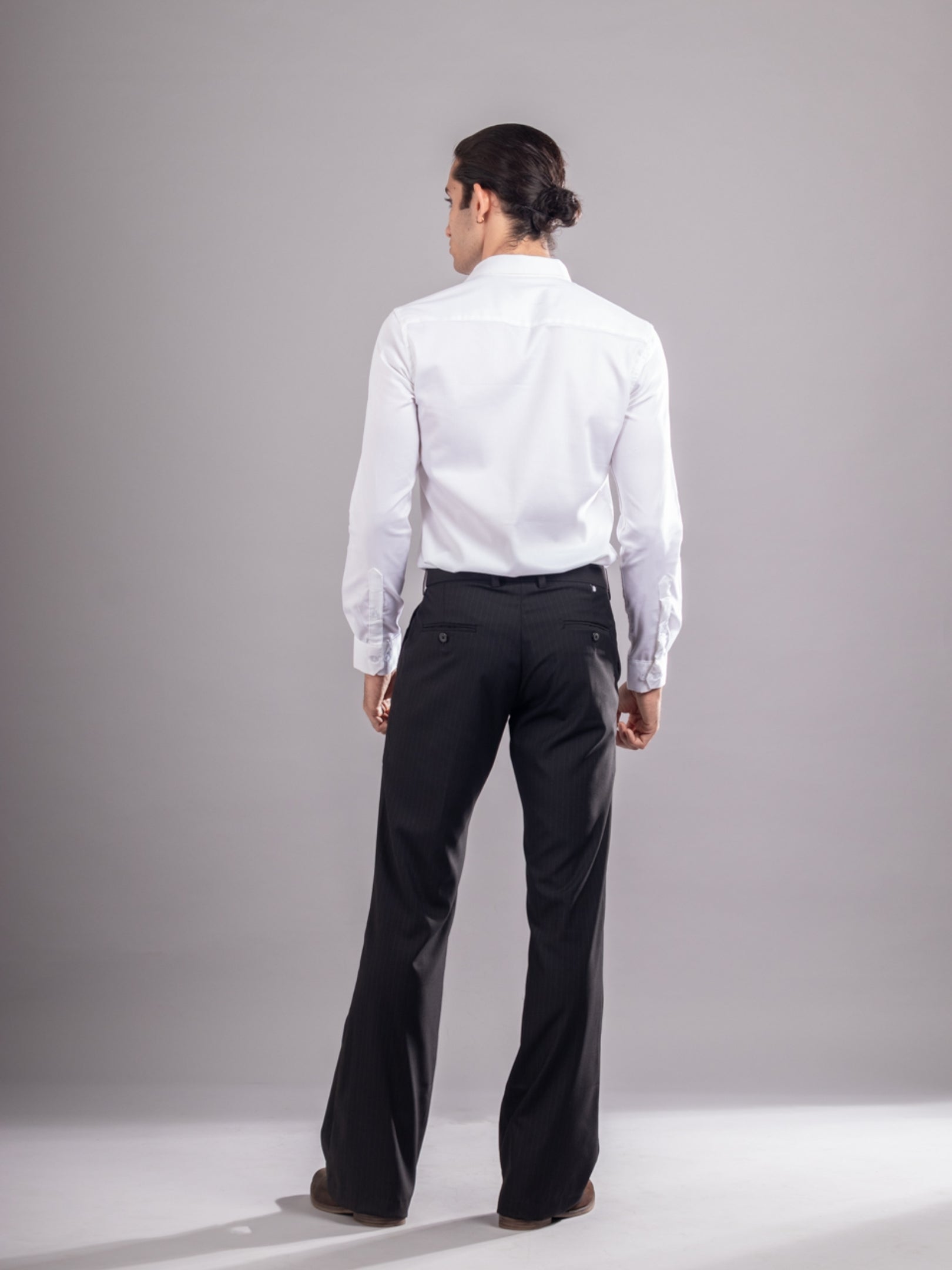 Men’s premium Classic Black Urban Stripe Bootcut Flexiwaist Pant  - Back view
