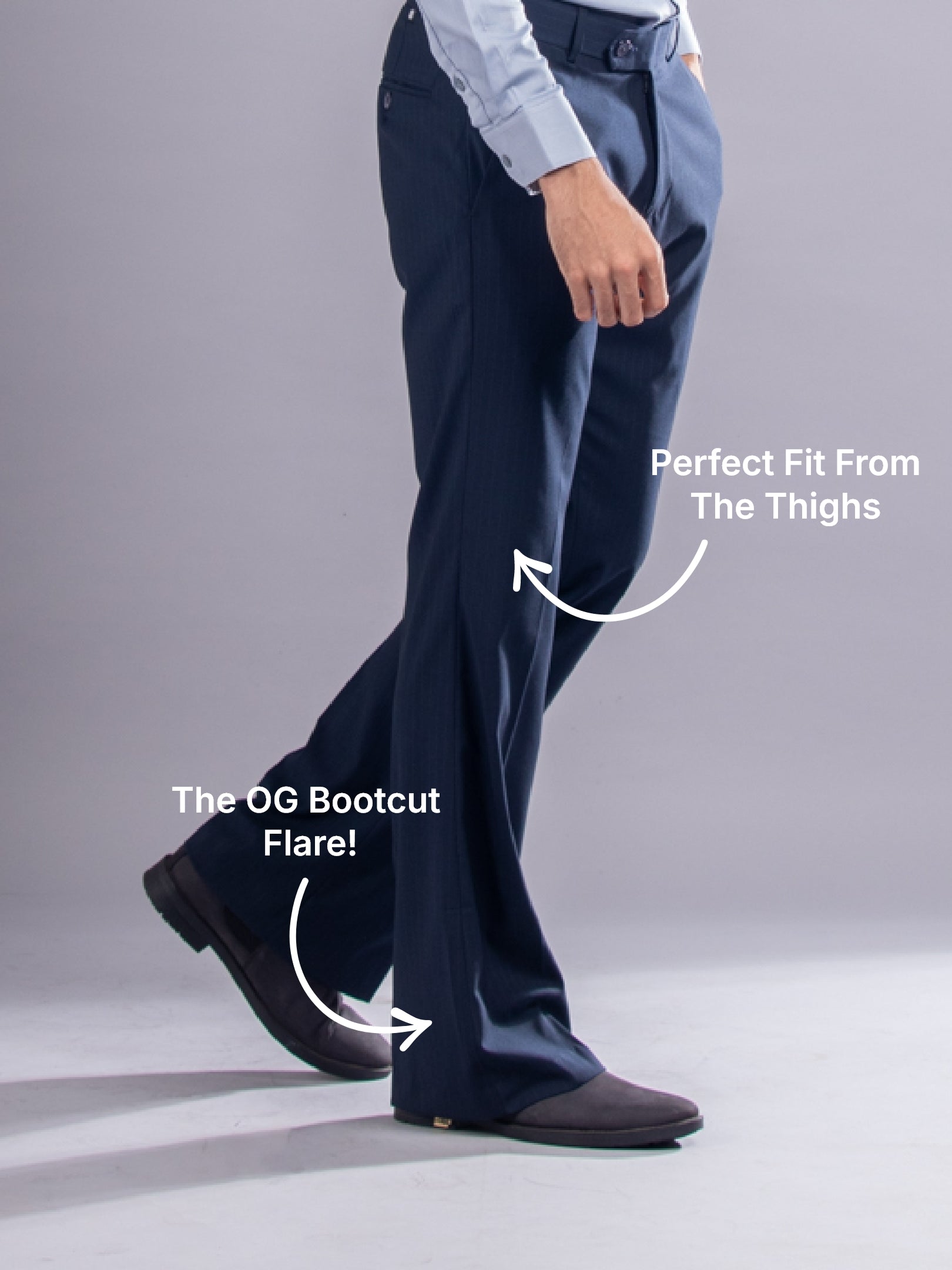 Men’s premium Midnight_Blue Urban Stripe Bootcut Flexiwaist Pant  - Lifestyle view