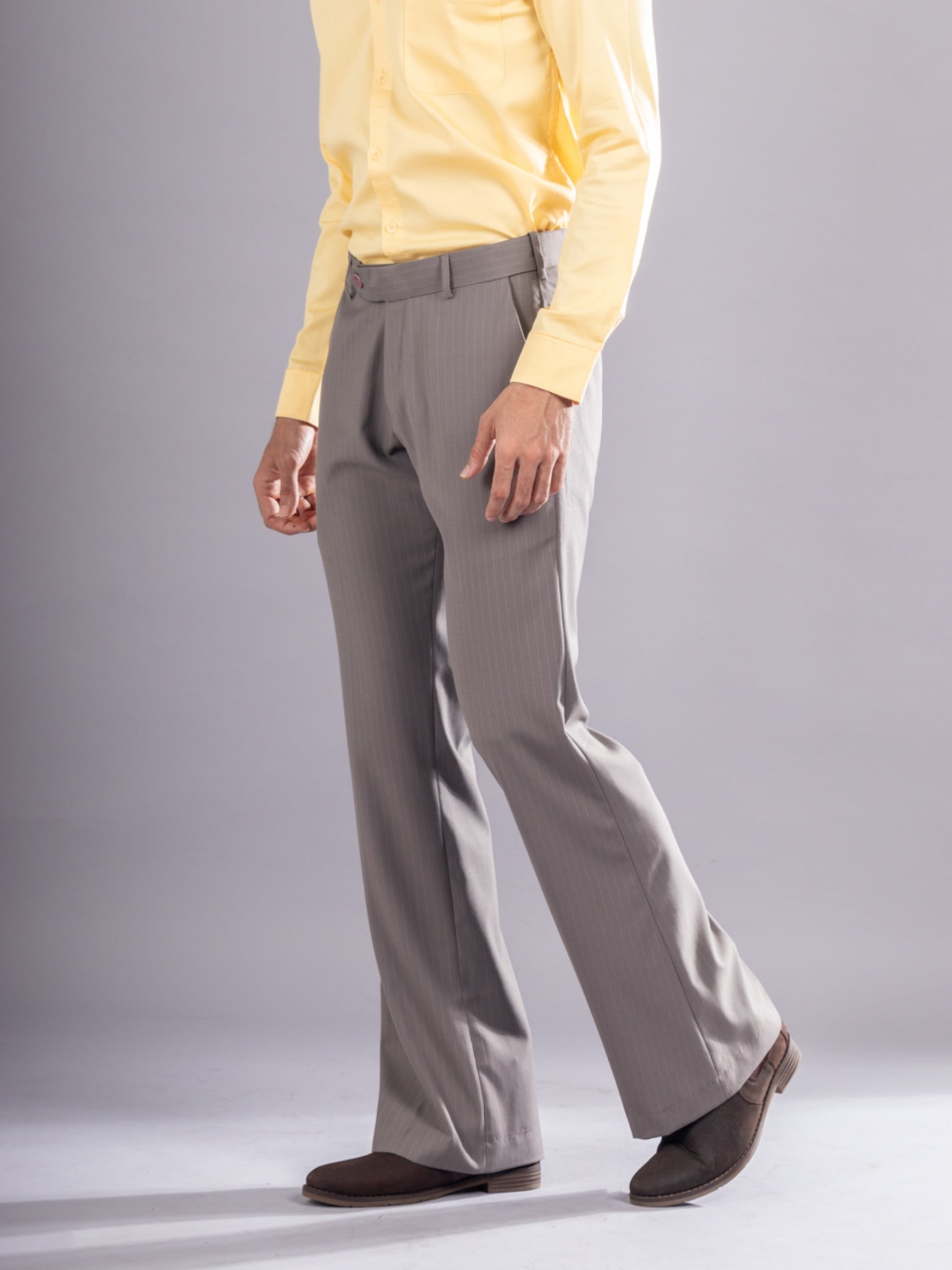 Men’s premium Mocha Mist Urban Stripe Bootcut Flexiwaist Pant  - Side view