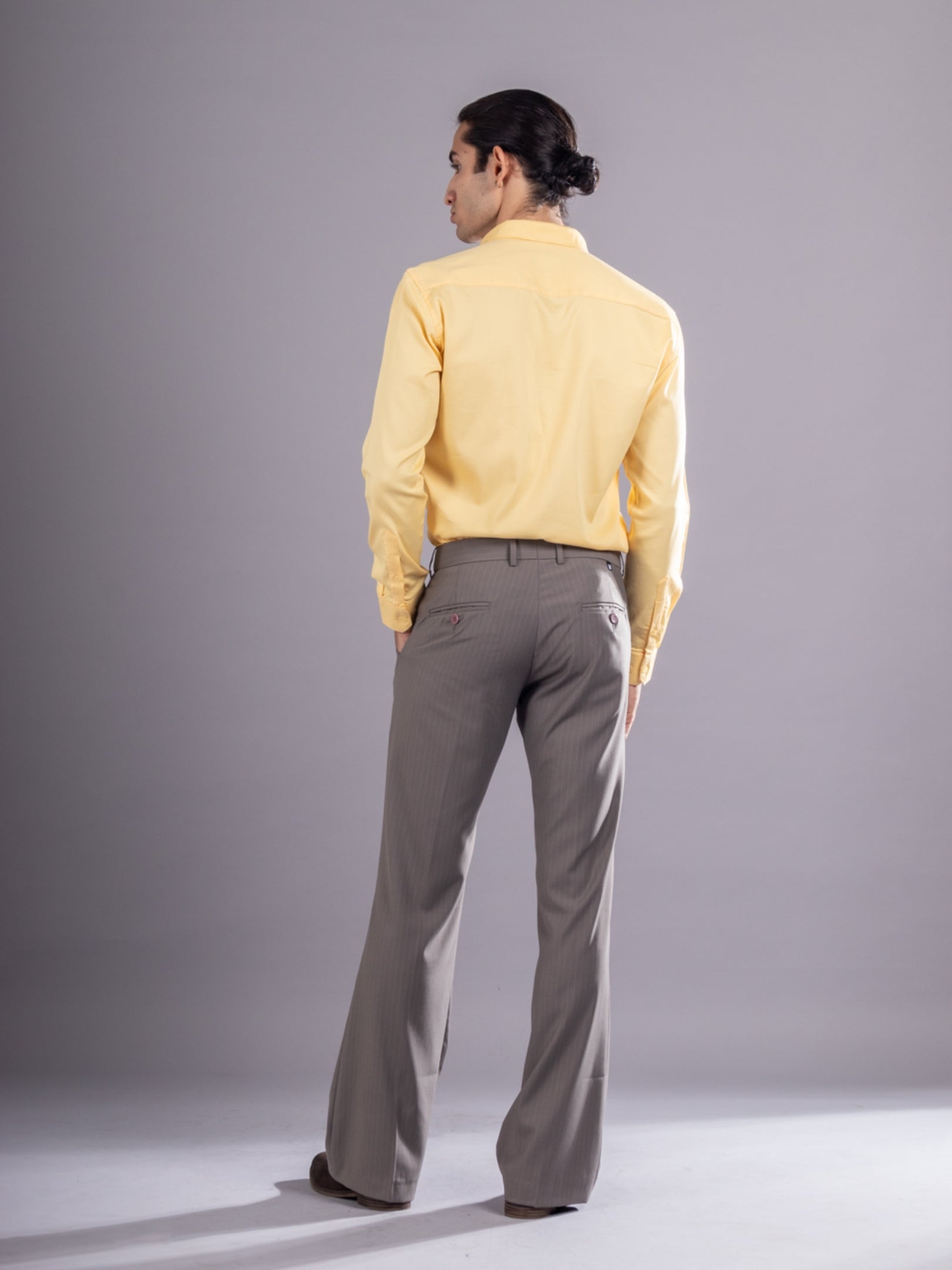 Men’s premium Mocha Mist Urban Stripe Bootcut Flexiwaist Pant  - Back view