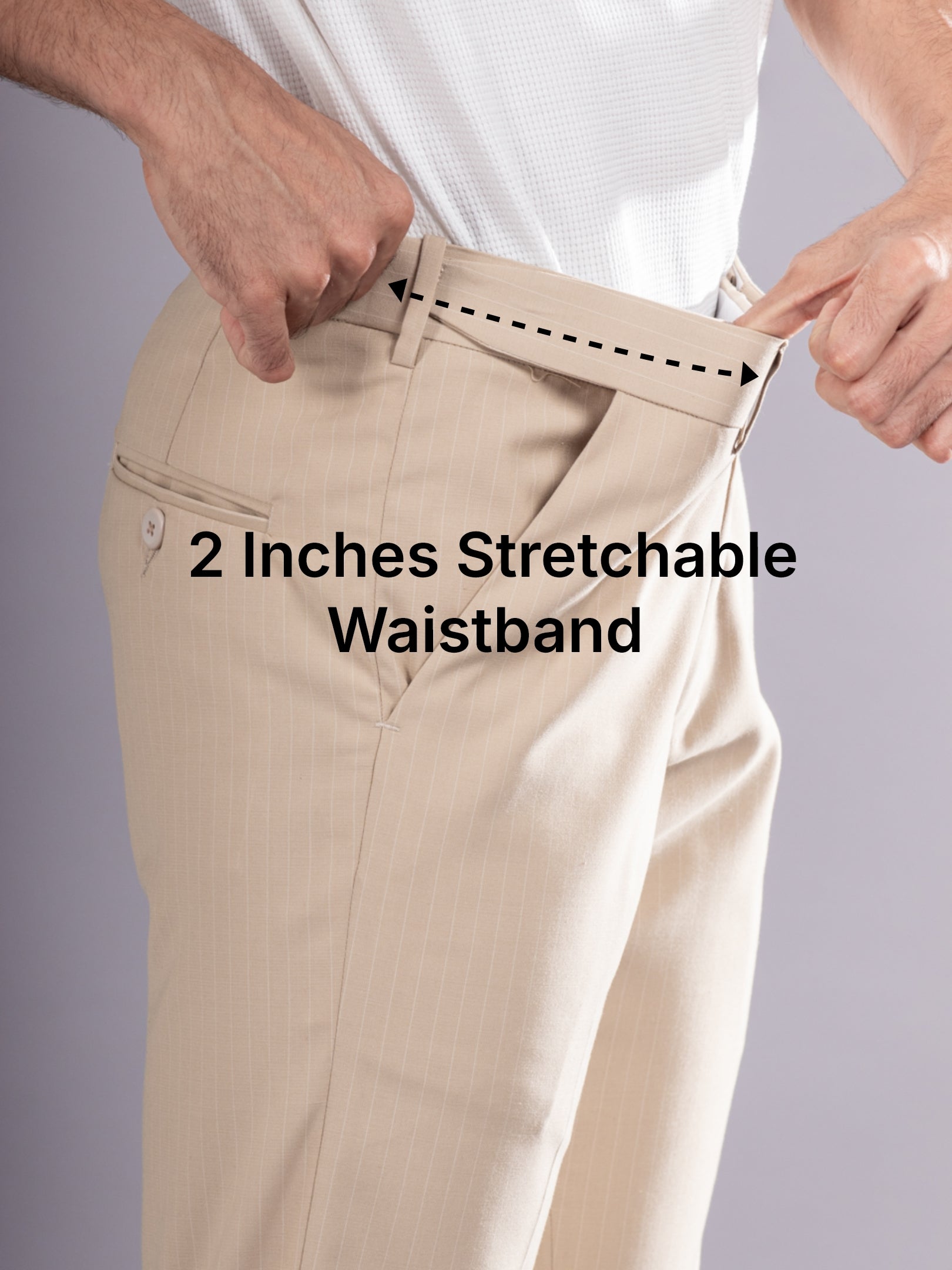 Sand Beige Urban Stripe Bootcut Flexiwaist Pant