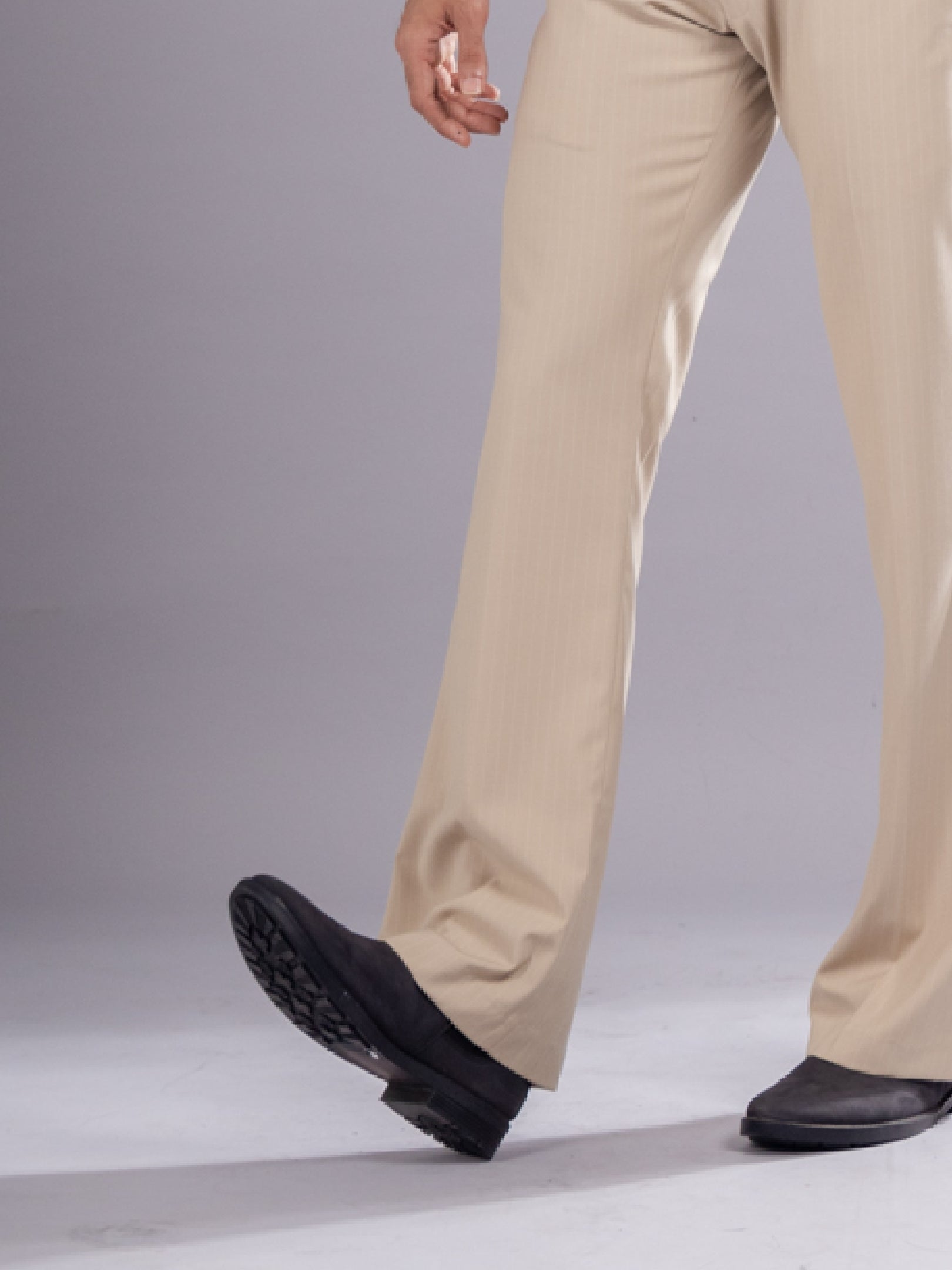 Men’s premium Sand Beige Urban Stripe Bootcut Flexiwaist Pant  - Fabric view