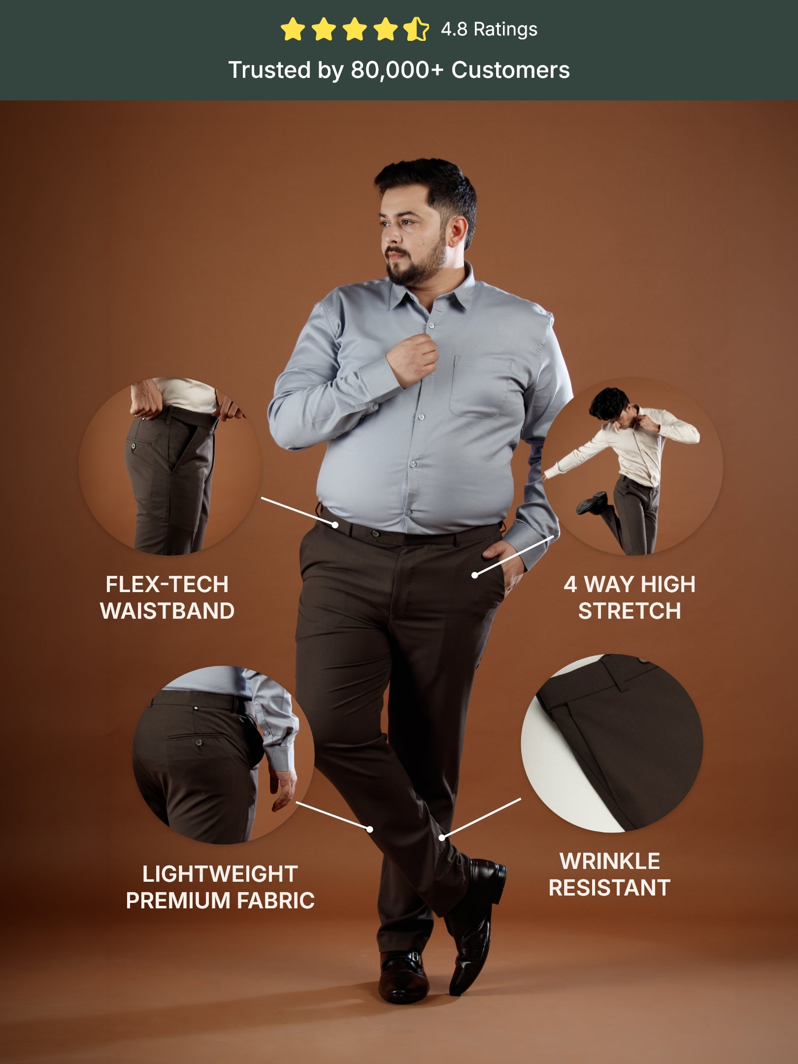 Deep Wood Flexiwaist Straight Fit Plus Size Pants