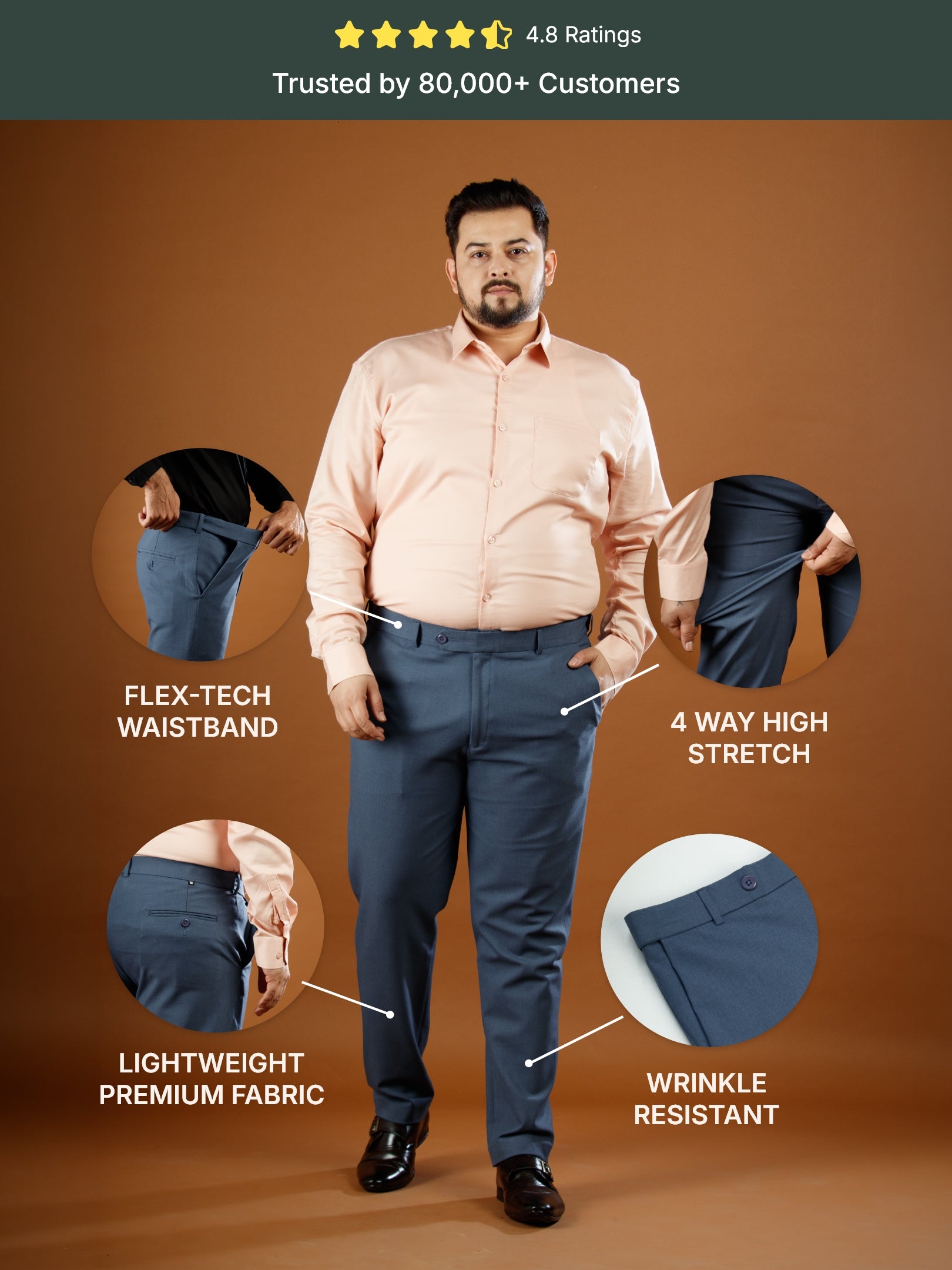 Denim Blue Flexiwaist Straight Fit Plus Size Pants