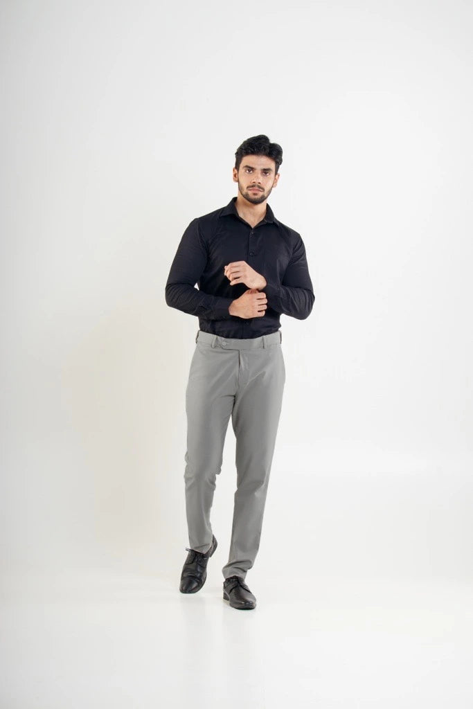 Dolphin Grey Flexiwaist Formal Pant For Men