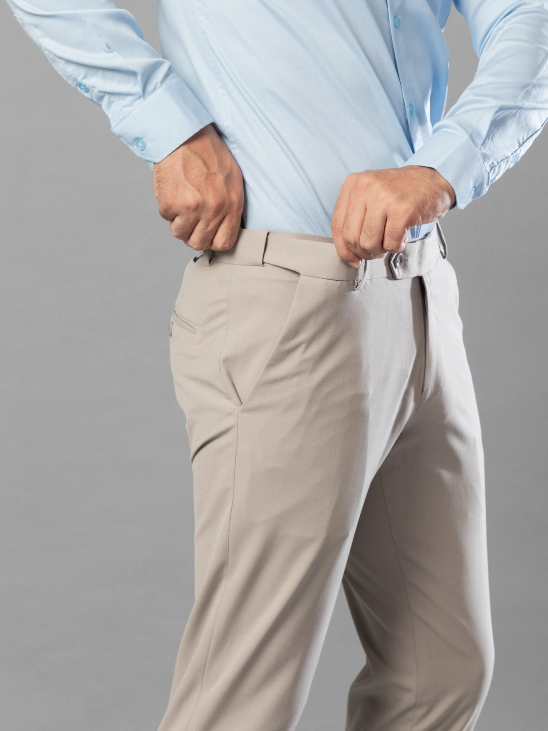Dolphin Grey Flexiwaist Formal Pant For Men