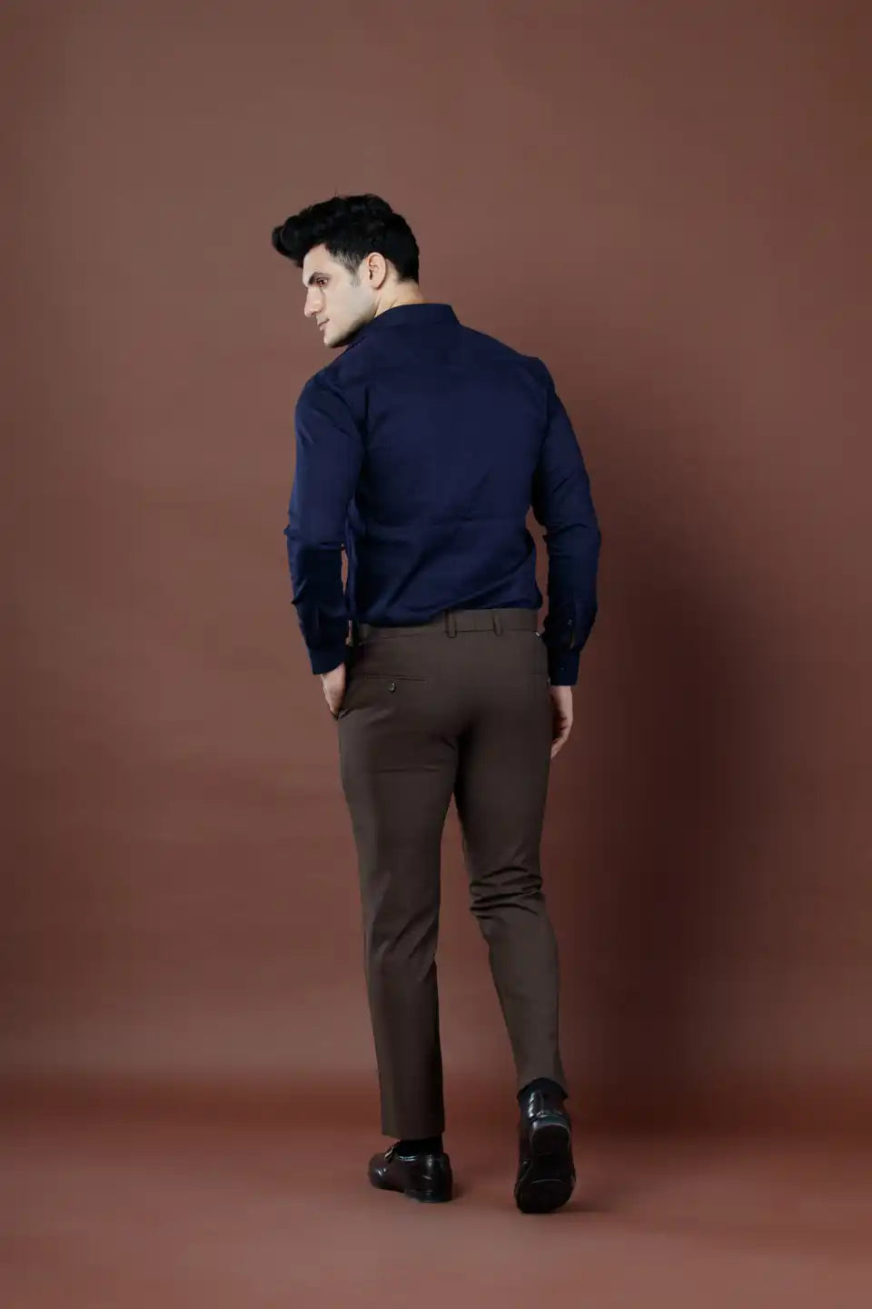 Men’s premium Maple Brown Double Lining Flexiwaist Pants- Back view