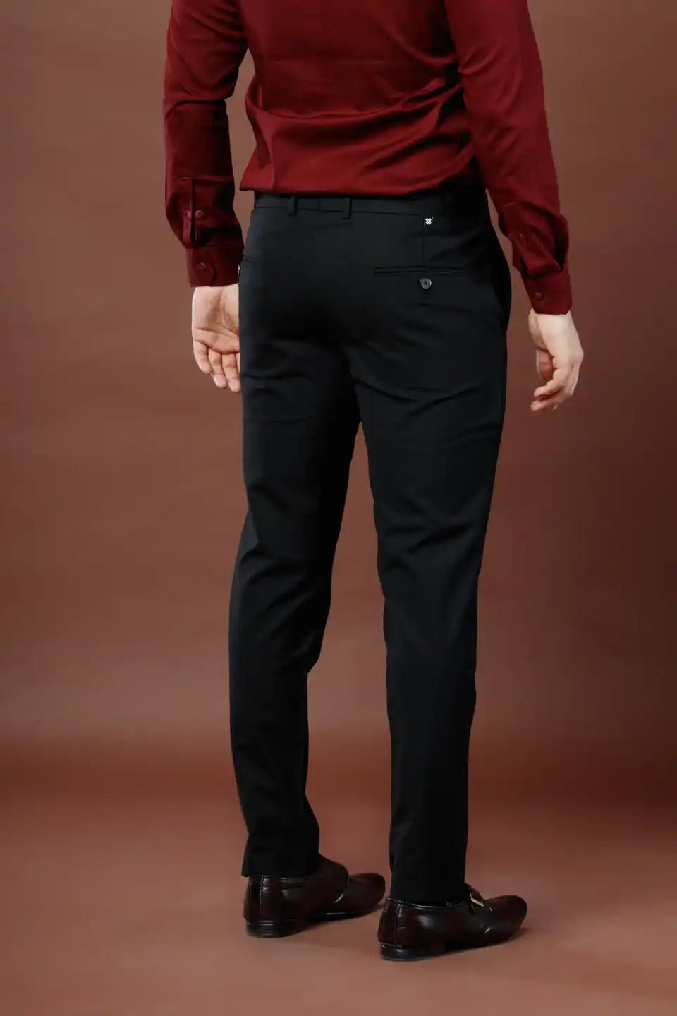 Men’s premium Midnight Black Double Lining Flexiwaist Pants- Back view