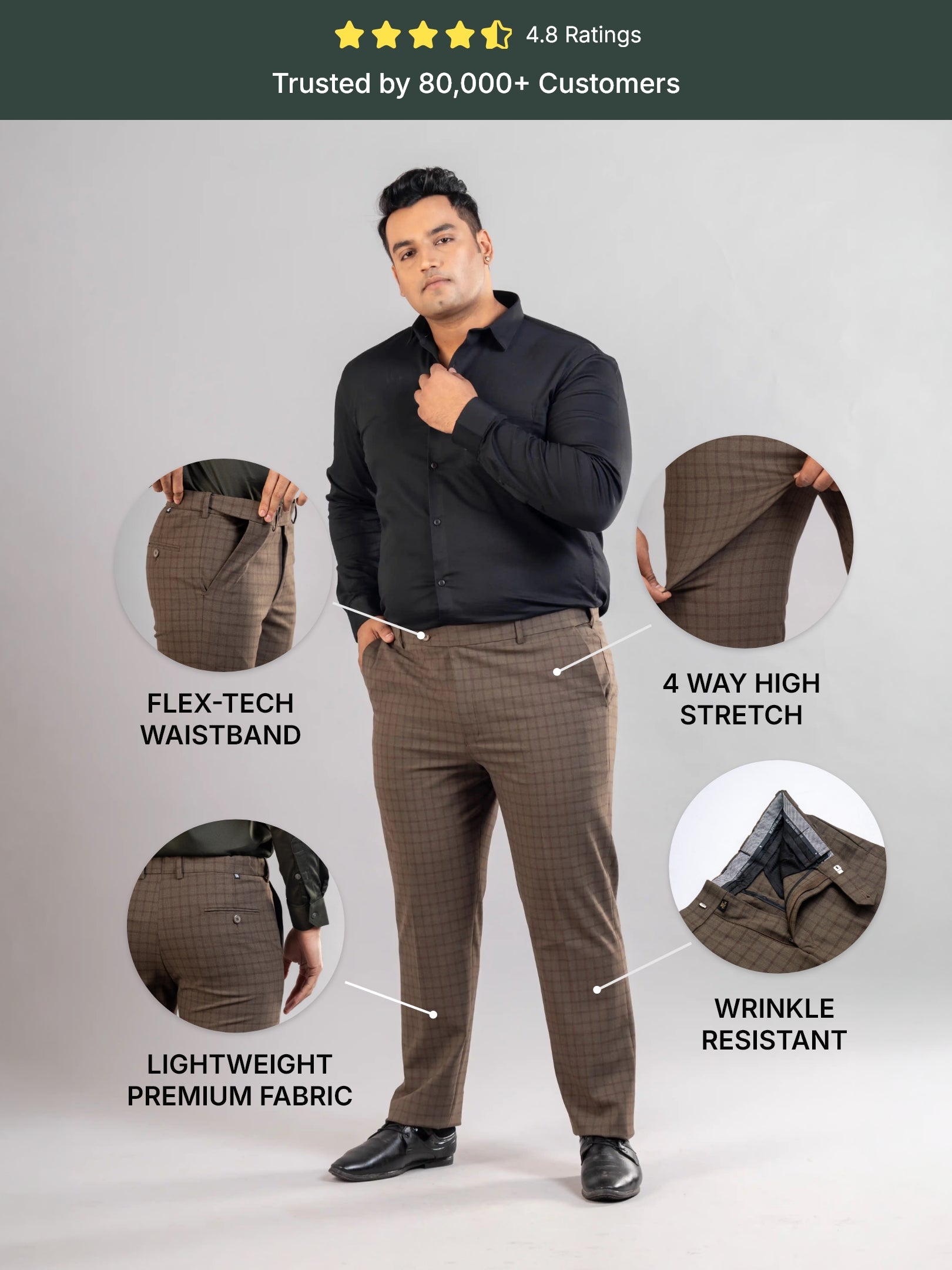 Earthwood Flexiwaist Straight Fit Vista Checks Plus Size Pants