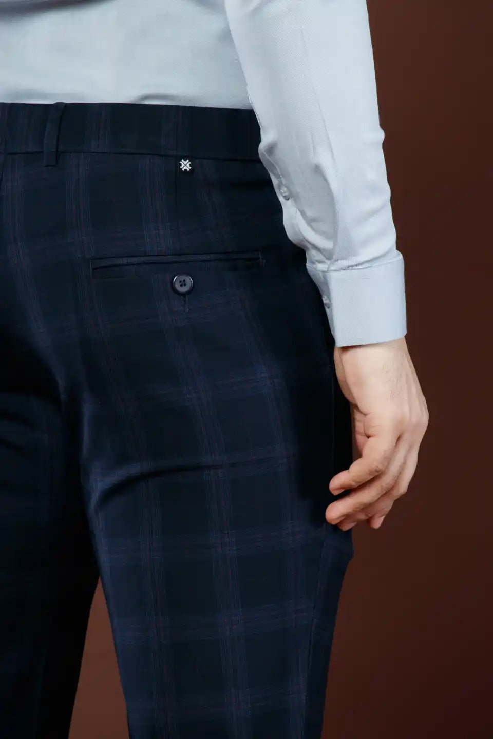 Men’s premium Electric Indigo Soho Checks Flexiwaist Pants - Back view