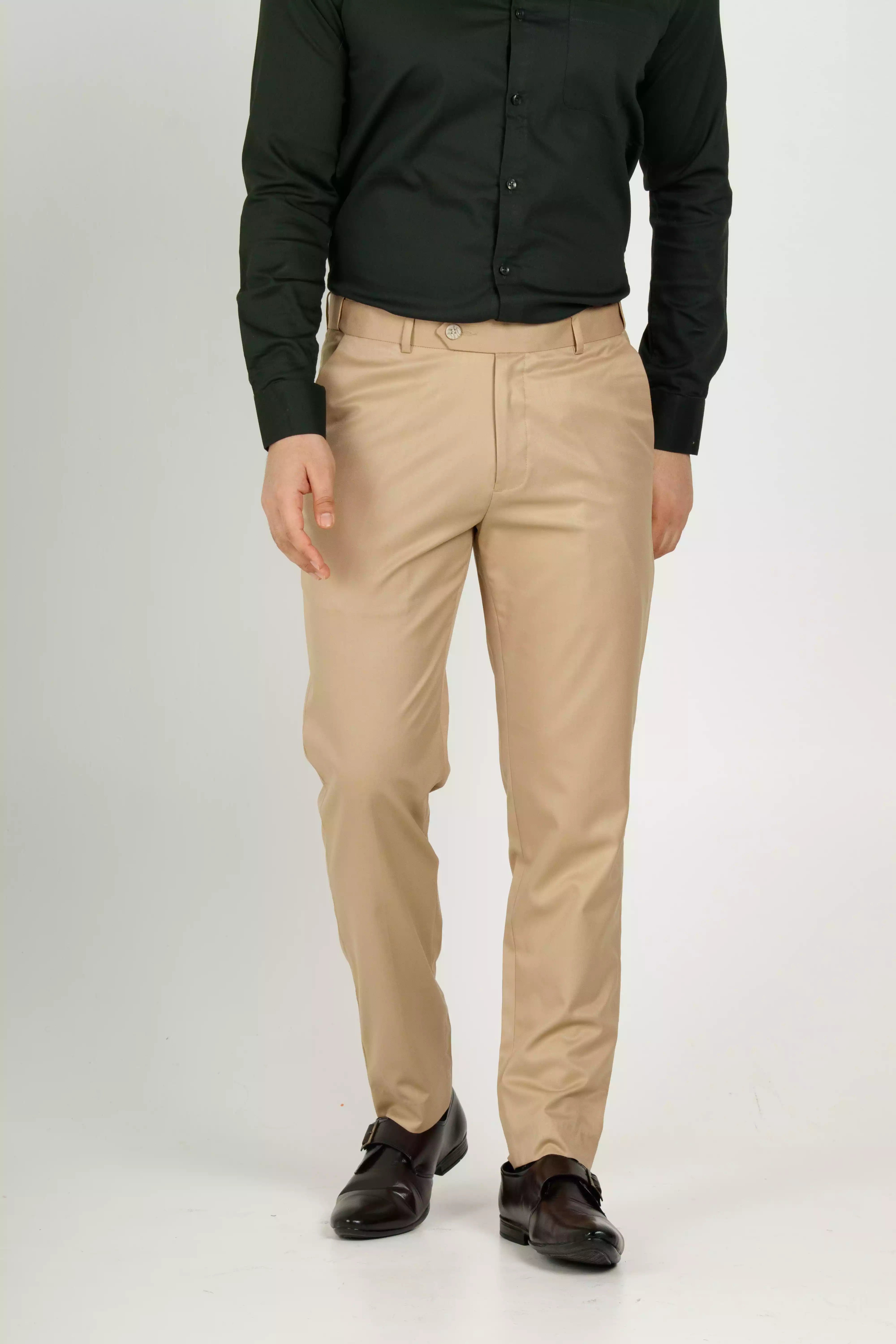 flexiwaist formal pants for men in beige color