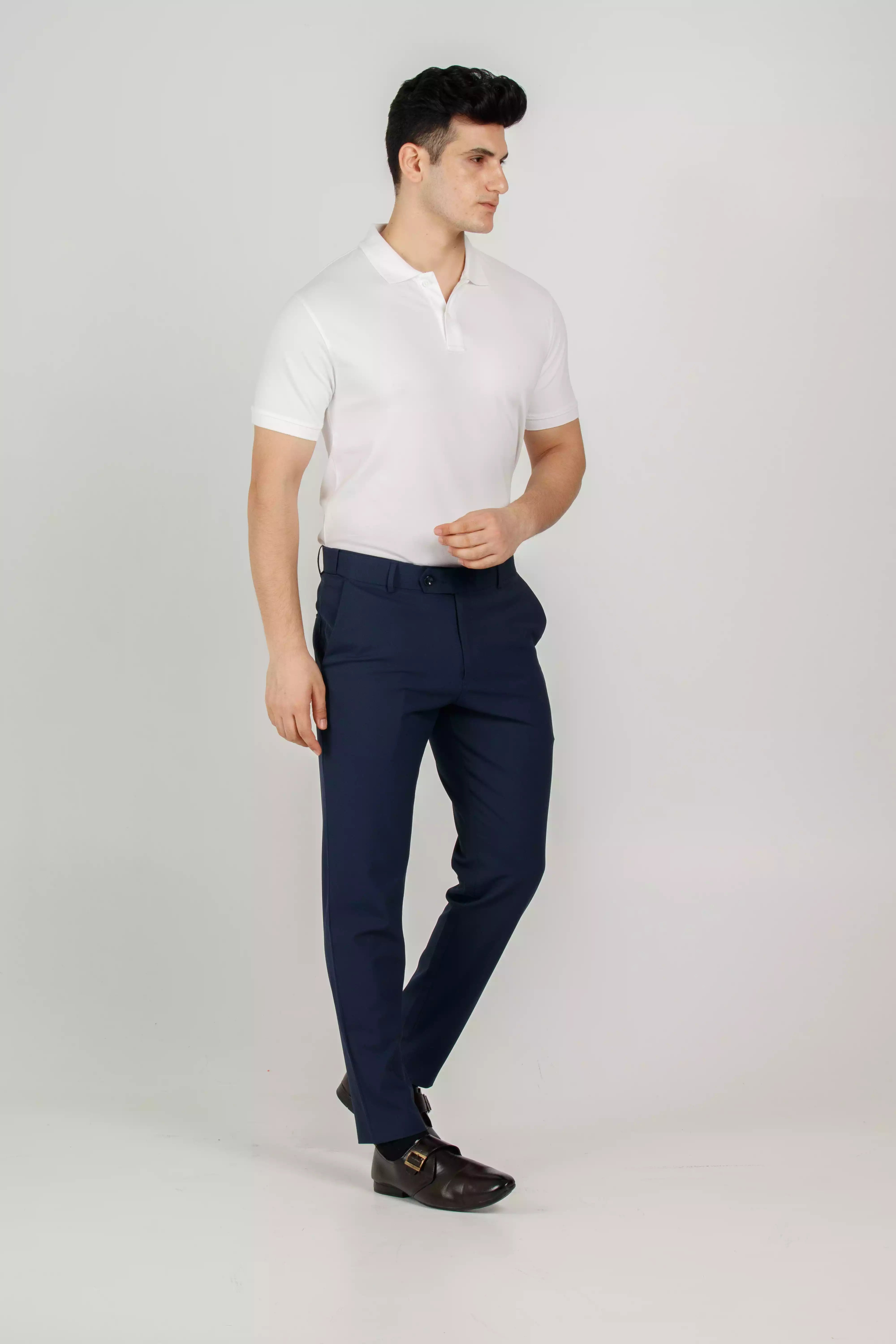 Flexiwaist Formal Pant For Men In Dark Blue