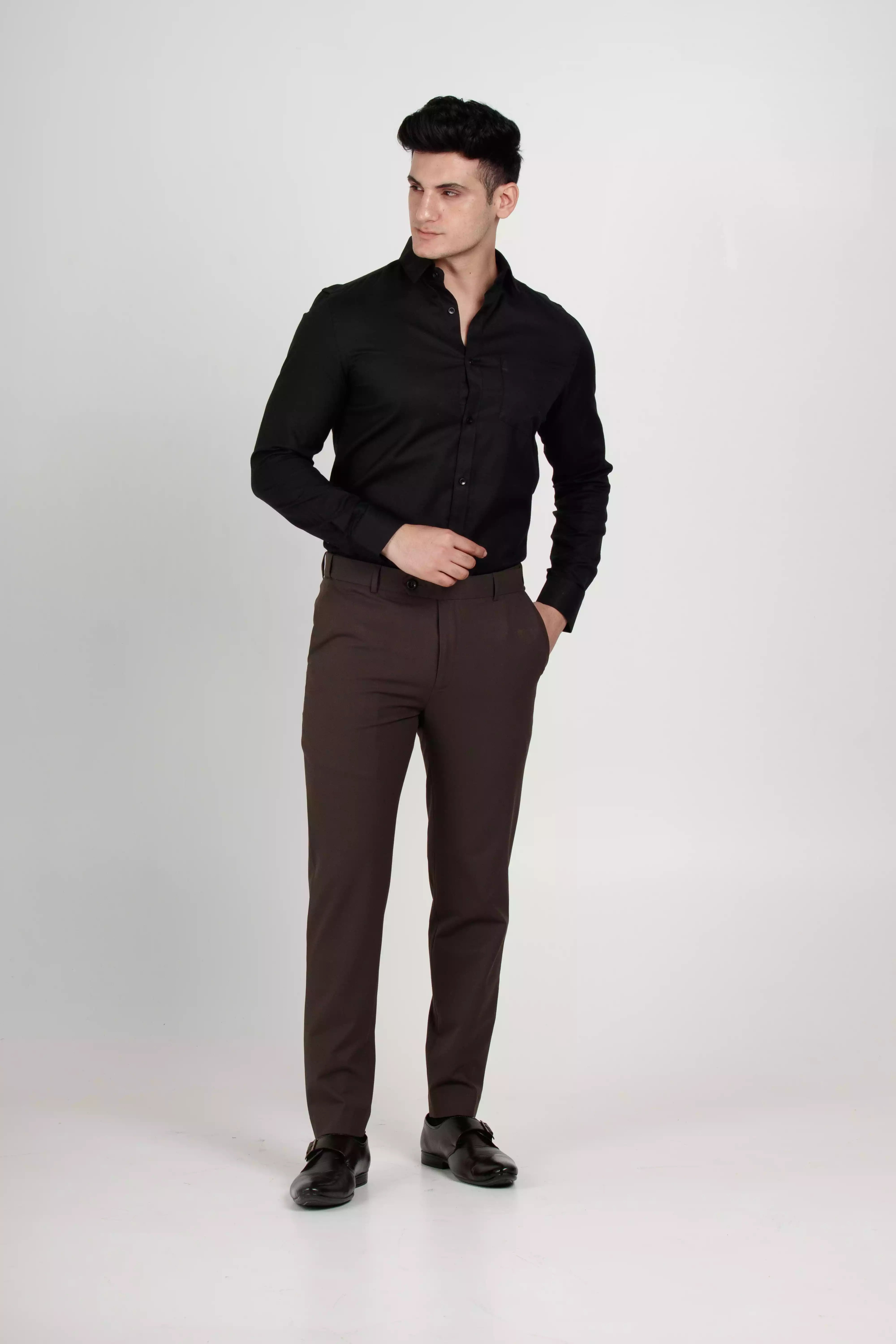 Flexiwaist Formal Pant For Men in brown color