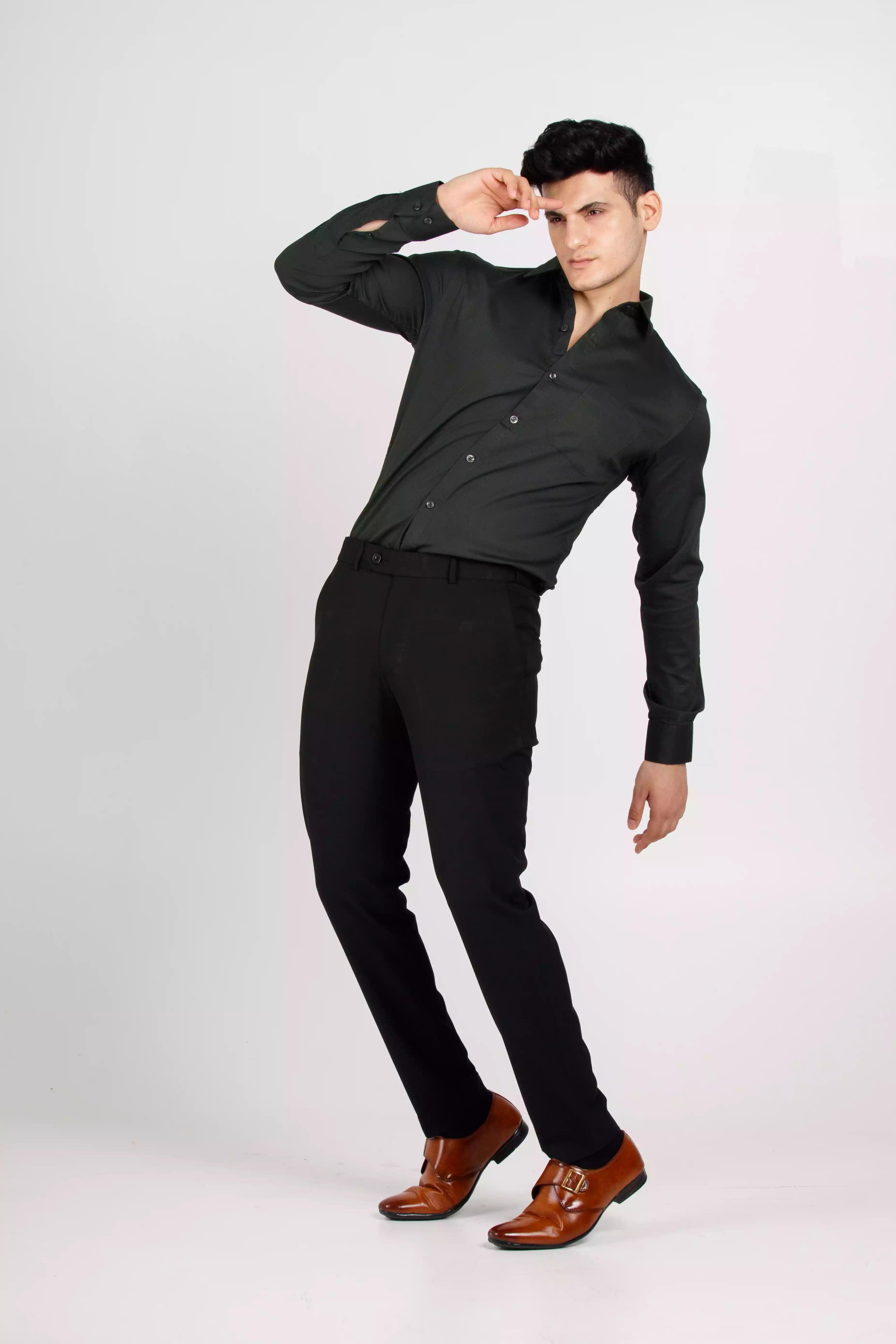Flexiwaist Formal Pant For Men In Jet Black Color