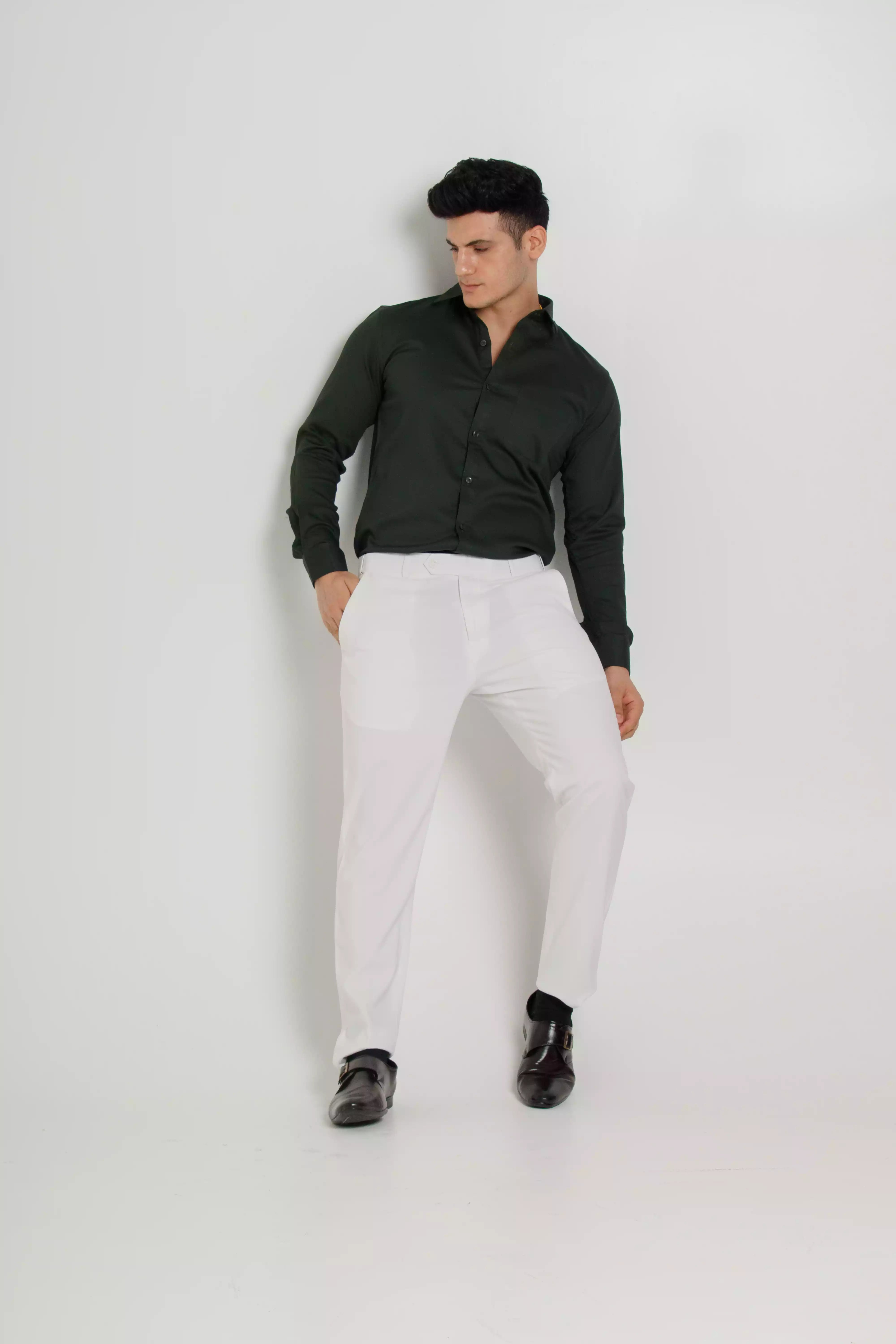 Flexiwaist Formal Pant For Men In White color