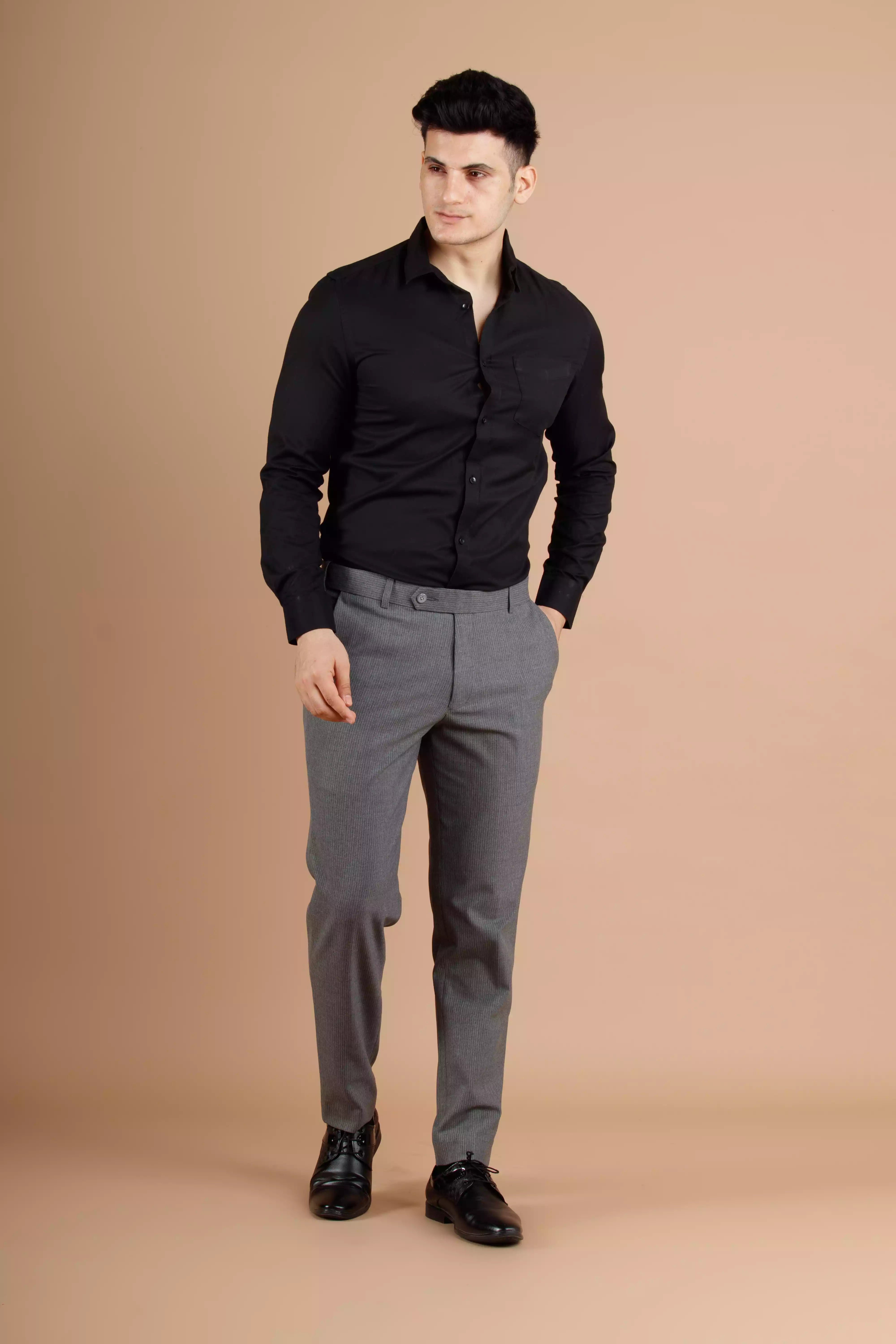 Stripe Flexiwaist Pants In Dark Grey Color