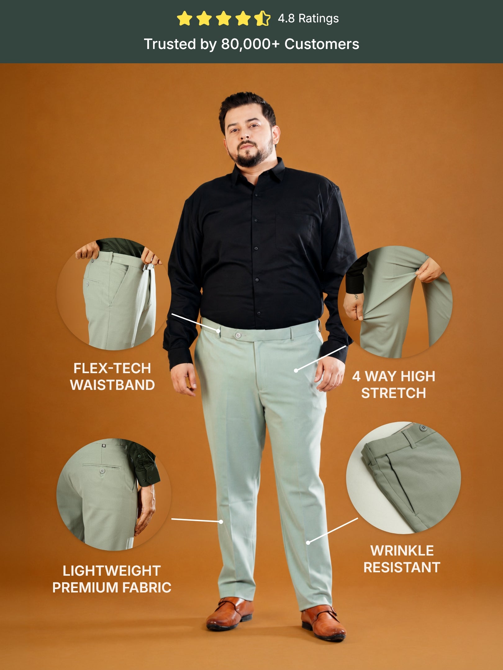 Ice Green Flexiwaist Straight Fit Plus Size Pants