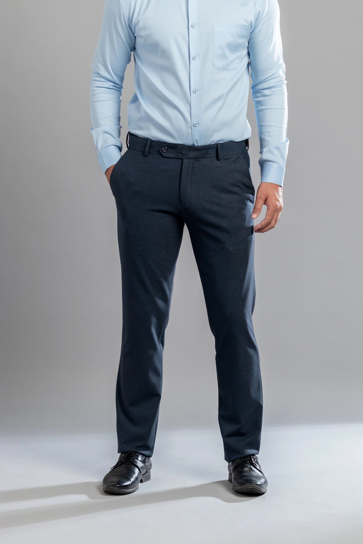 Navy Melange Flexiwaist Straight Fit Plus Size Pants