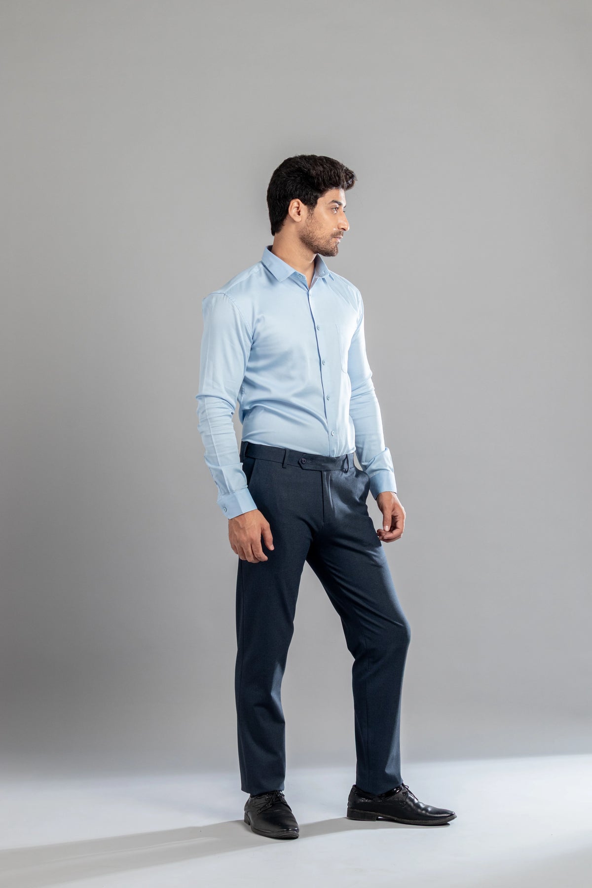 Navy Melange Flexiwaist Straight Fit Plus Size Pants