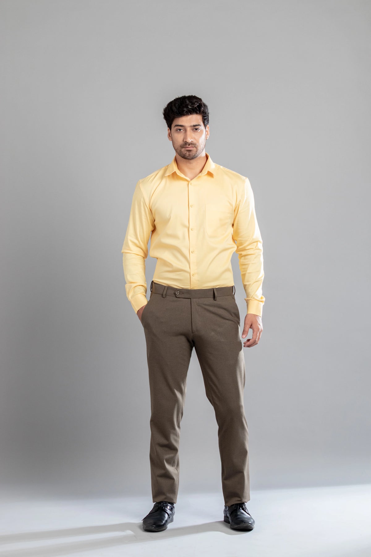 Wood Melange Flexiwaist Pants - Straight Fit