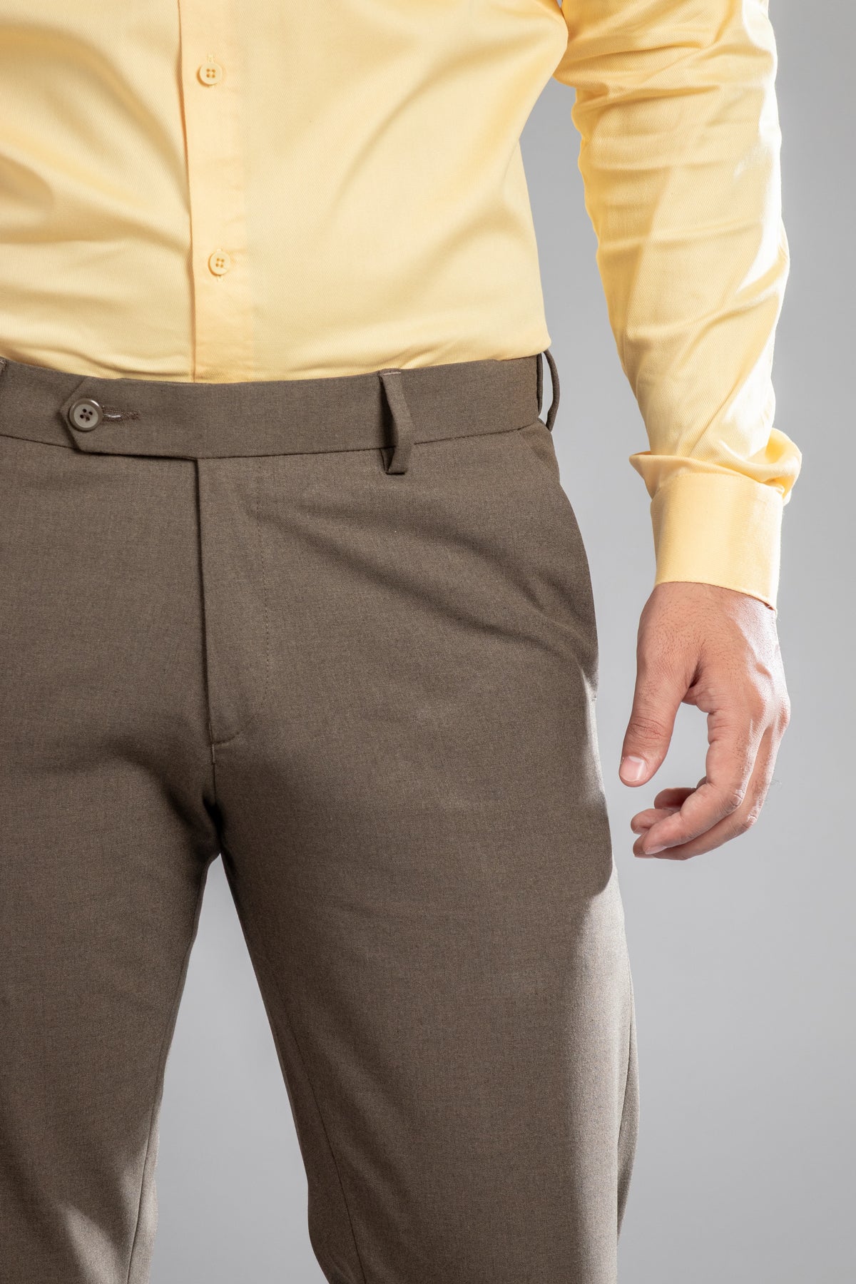 Wood Melange Flexiwaist Pants - Straight Fit