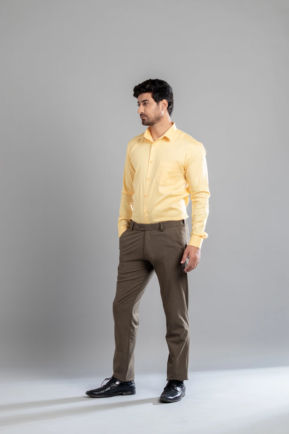 Wood Melange Flexiwaist Pants - Straight Fit