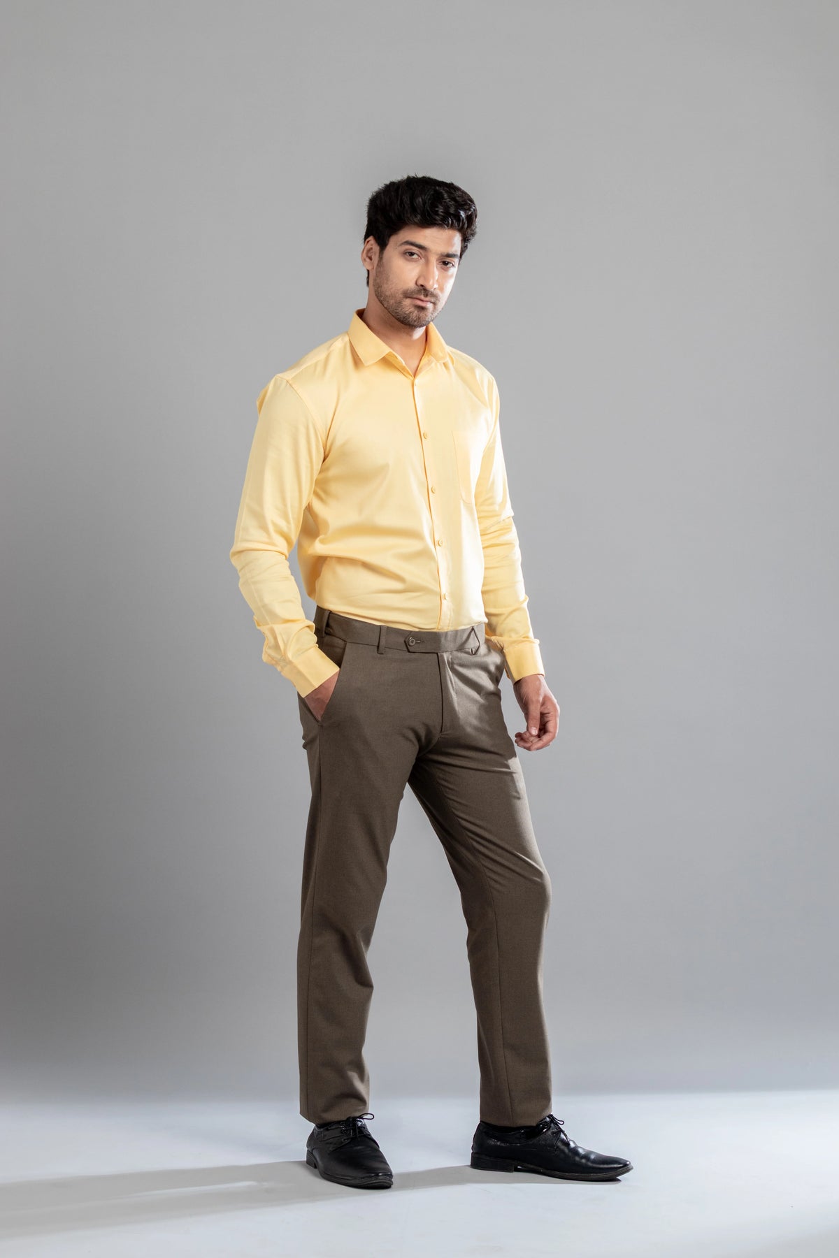 Wood Melange Flexiwaist Pants - Straight Fit