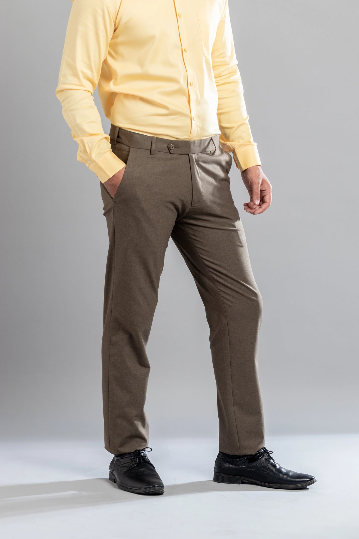 Wood Melange Flexiwaist Pants - Straight Fit