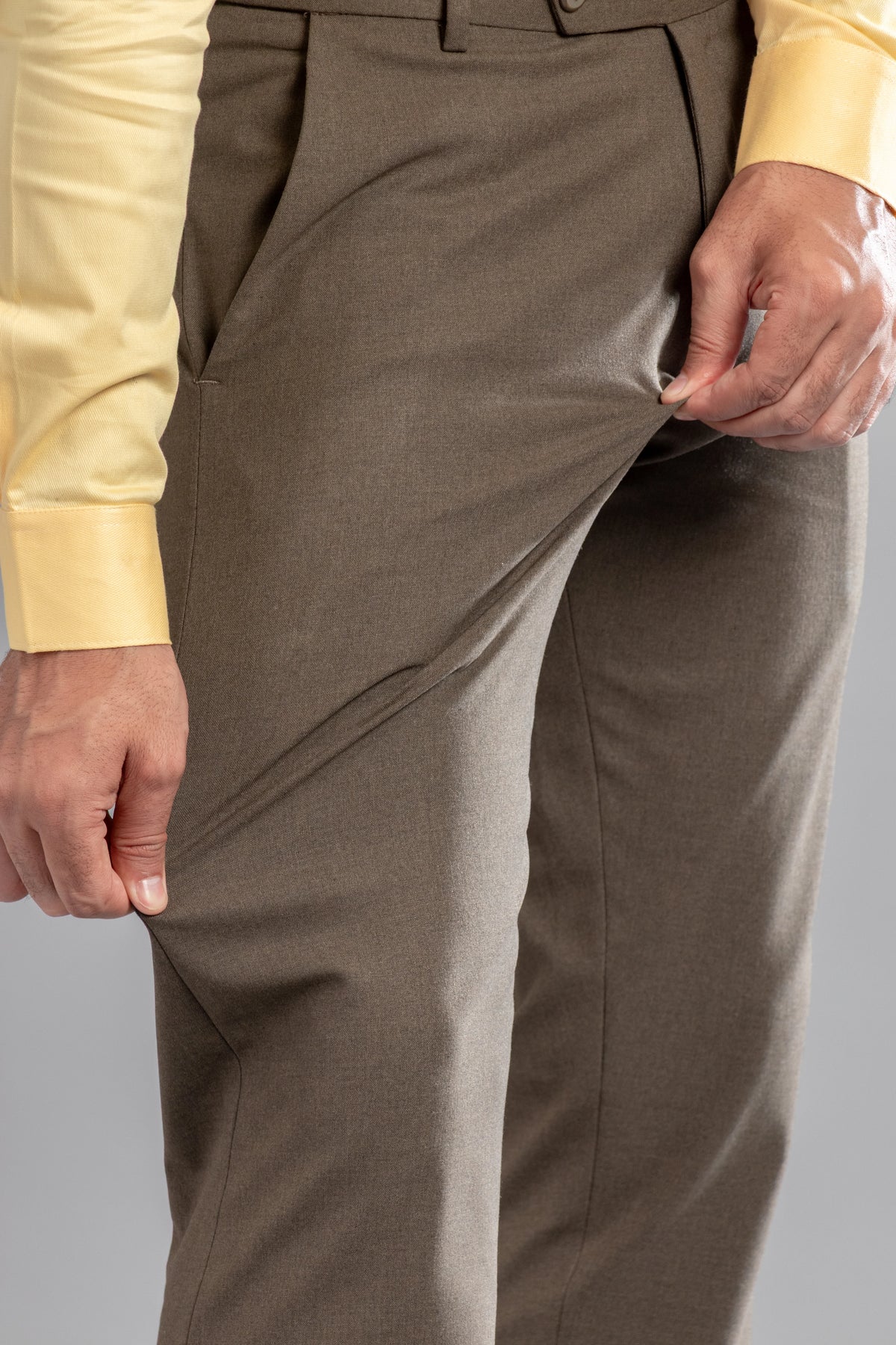Wood Melange Flexiwaist Pants - Straight Fit