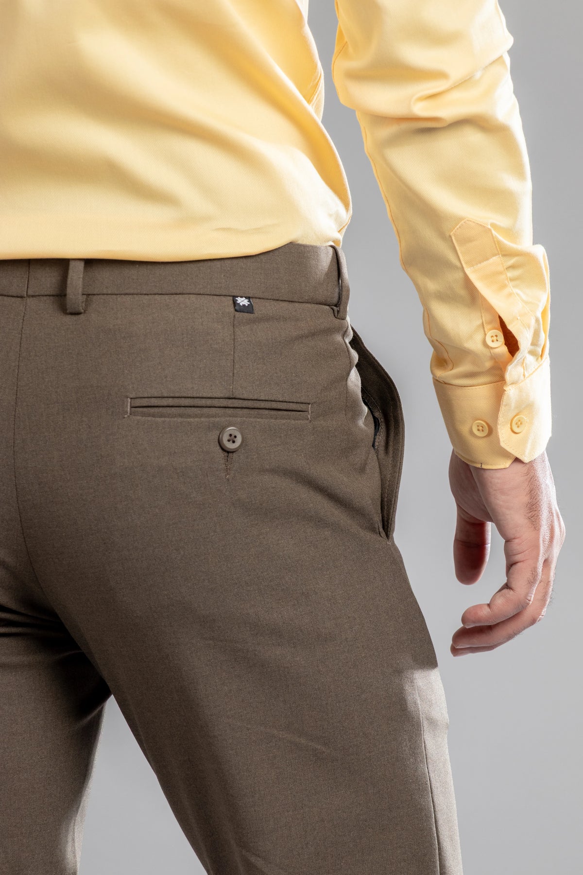 Wood Melange Flexiwaist Pants - Straight Fit