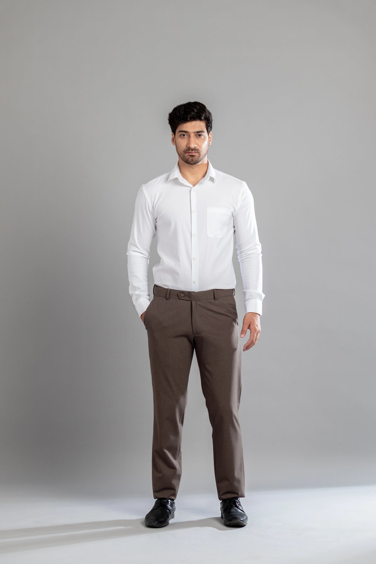 Walnut Melange Flexiwaist Pants - Straight Fit