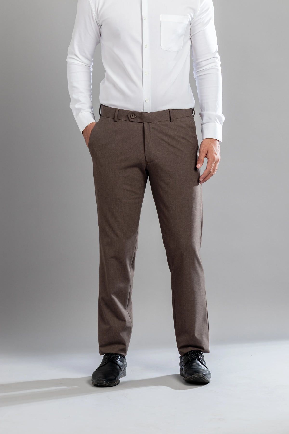 Walnut Melange Flexiwaist Pants - Straight Fit