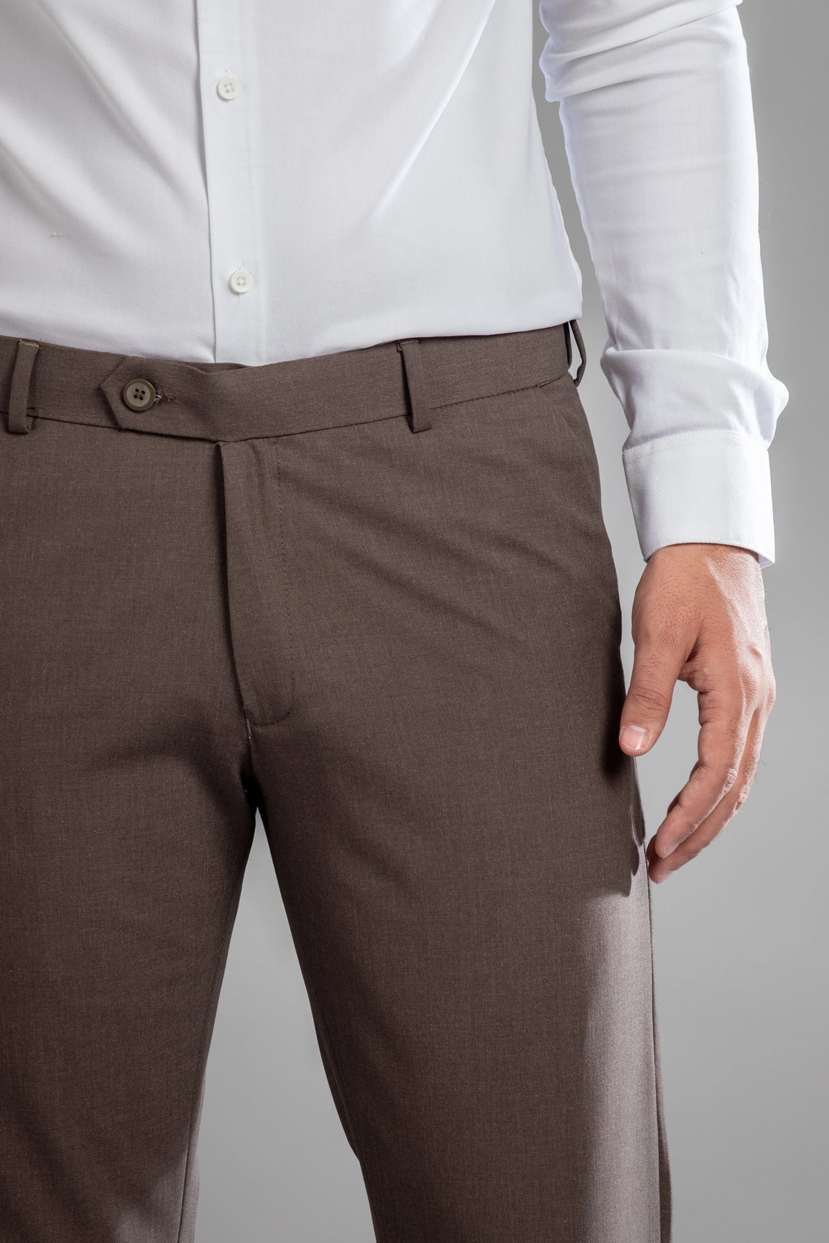 Walnut Melange Flexiwaist Pants - Straight Fit